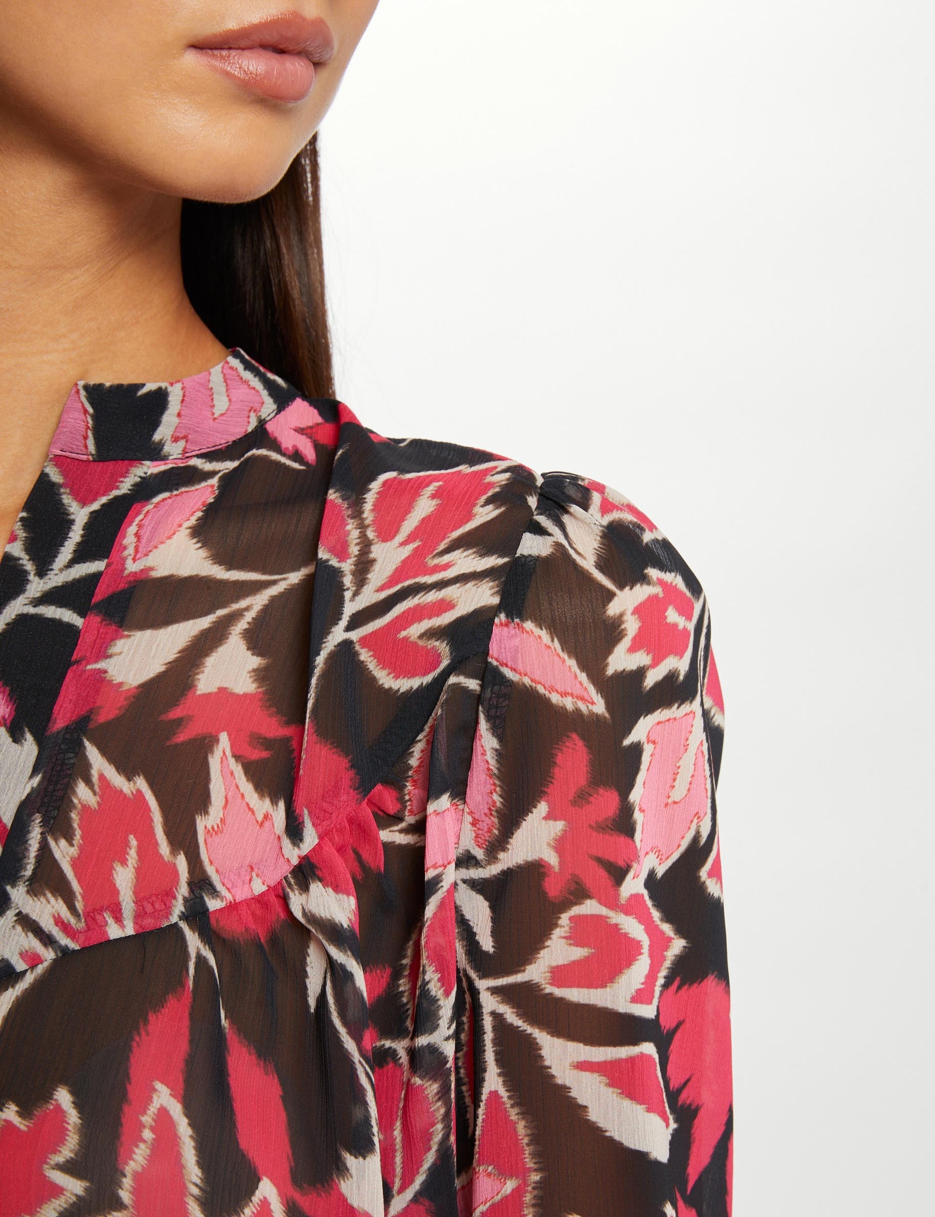 Long-sleeved blouse with vegetal print multico ladies'