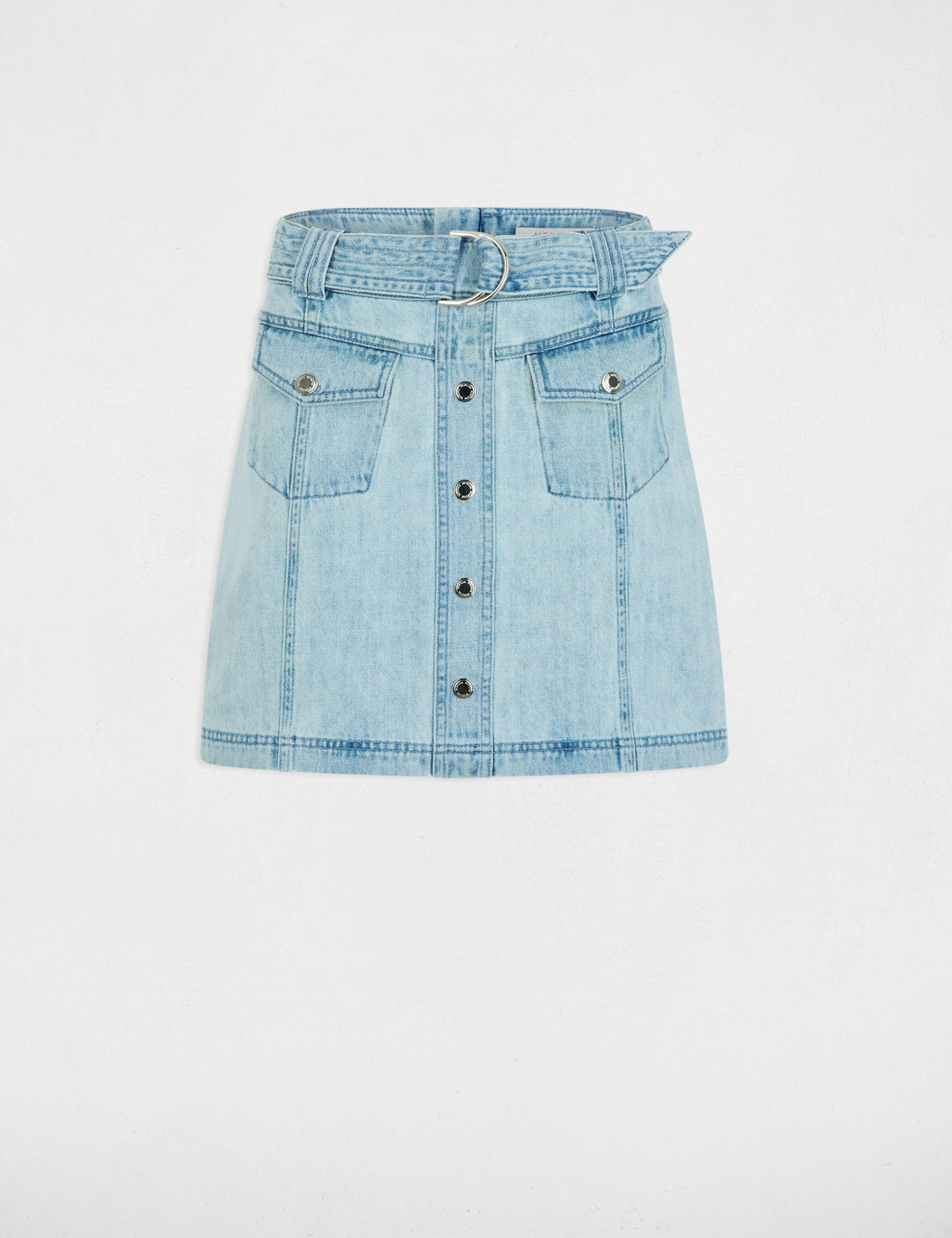 Mini denim skirt bleach denim women