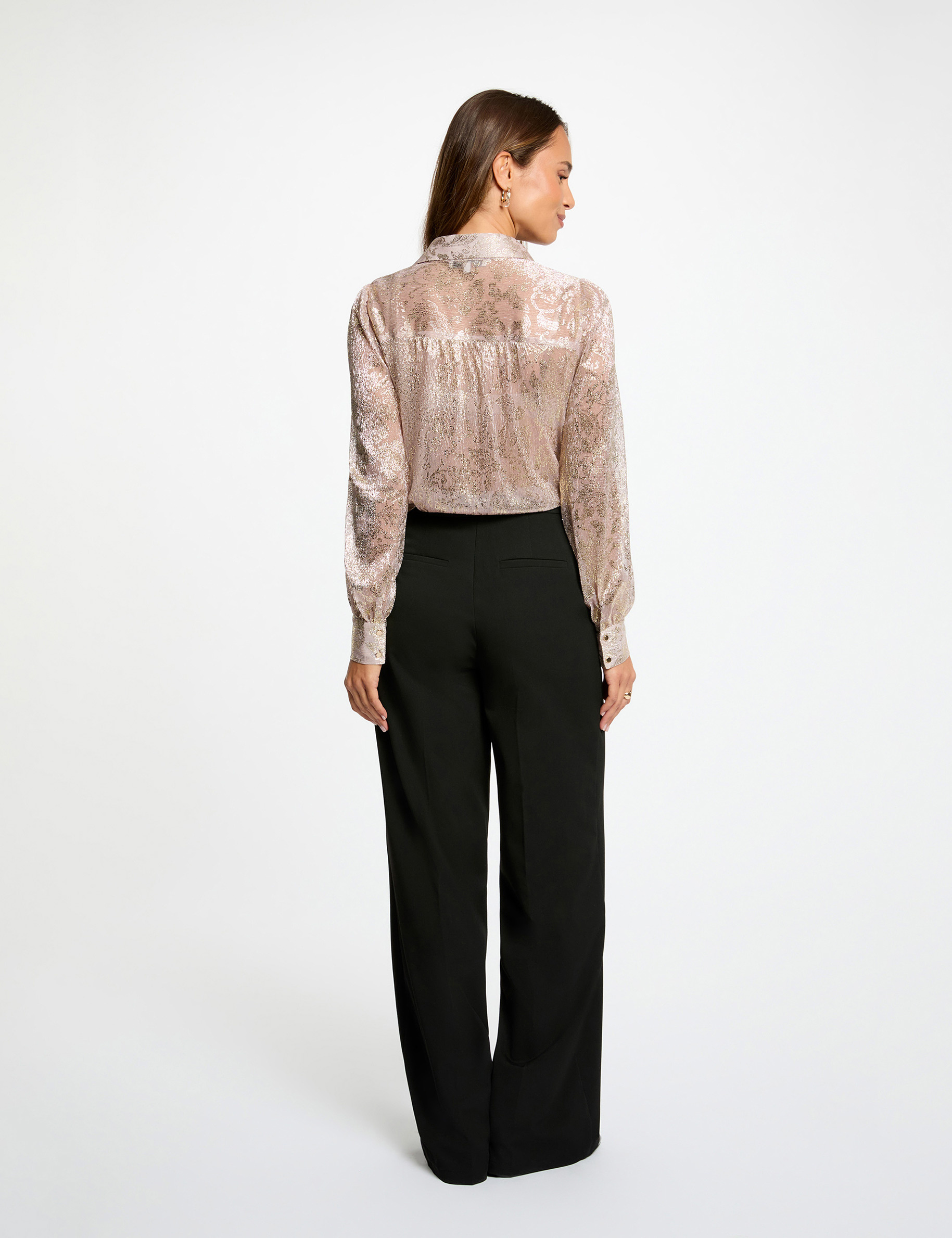 Shirt with a notched collar gold yellow women