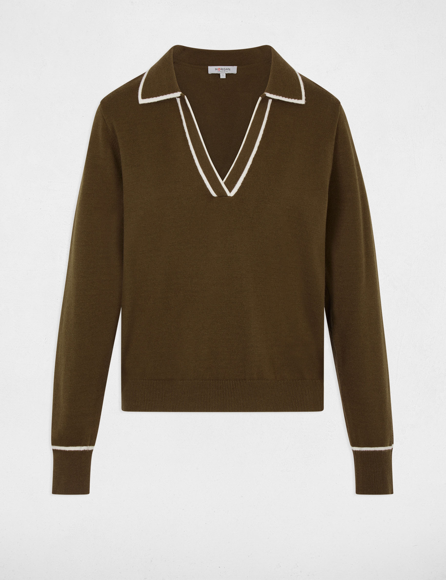 Polo neck jumper khaki green women