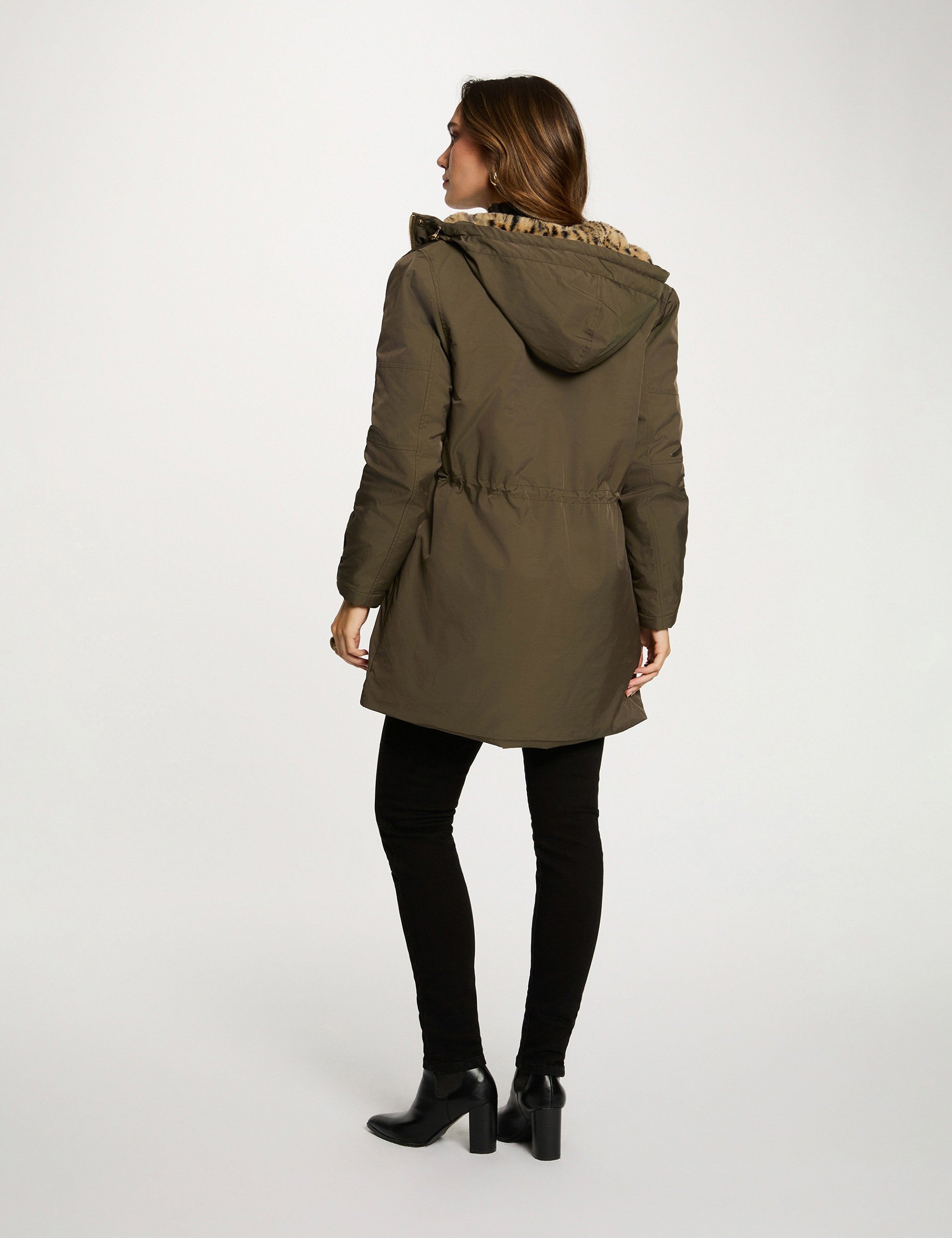 long parka with faux fur khaki green women Long parka with faux fur khaki green women