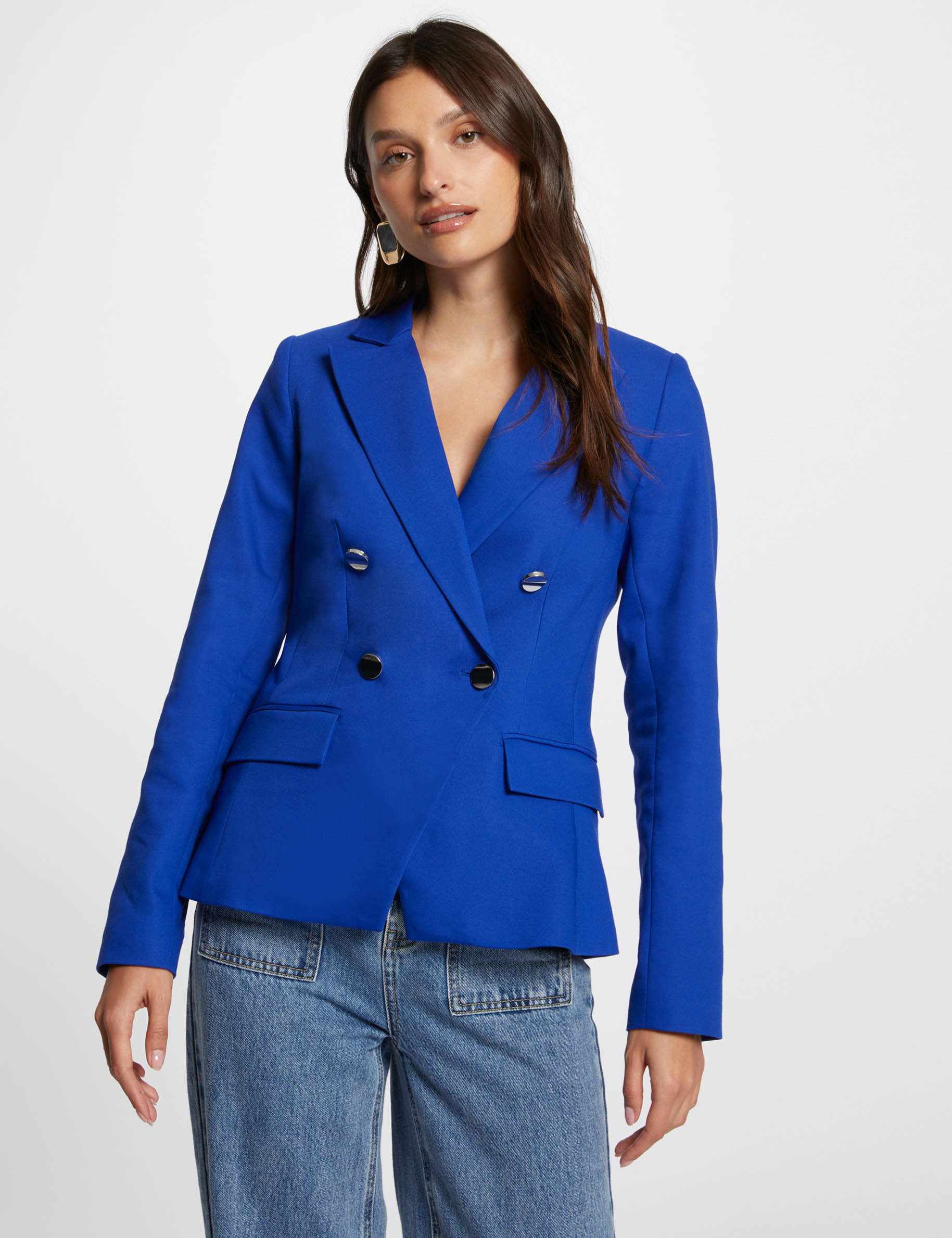 Double breasted blazer electric blue women