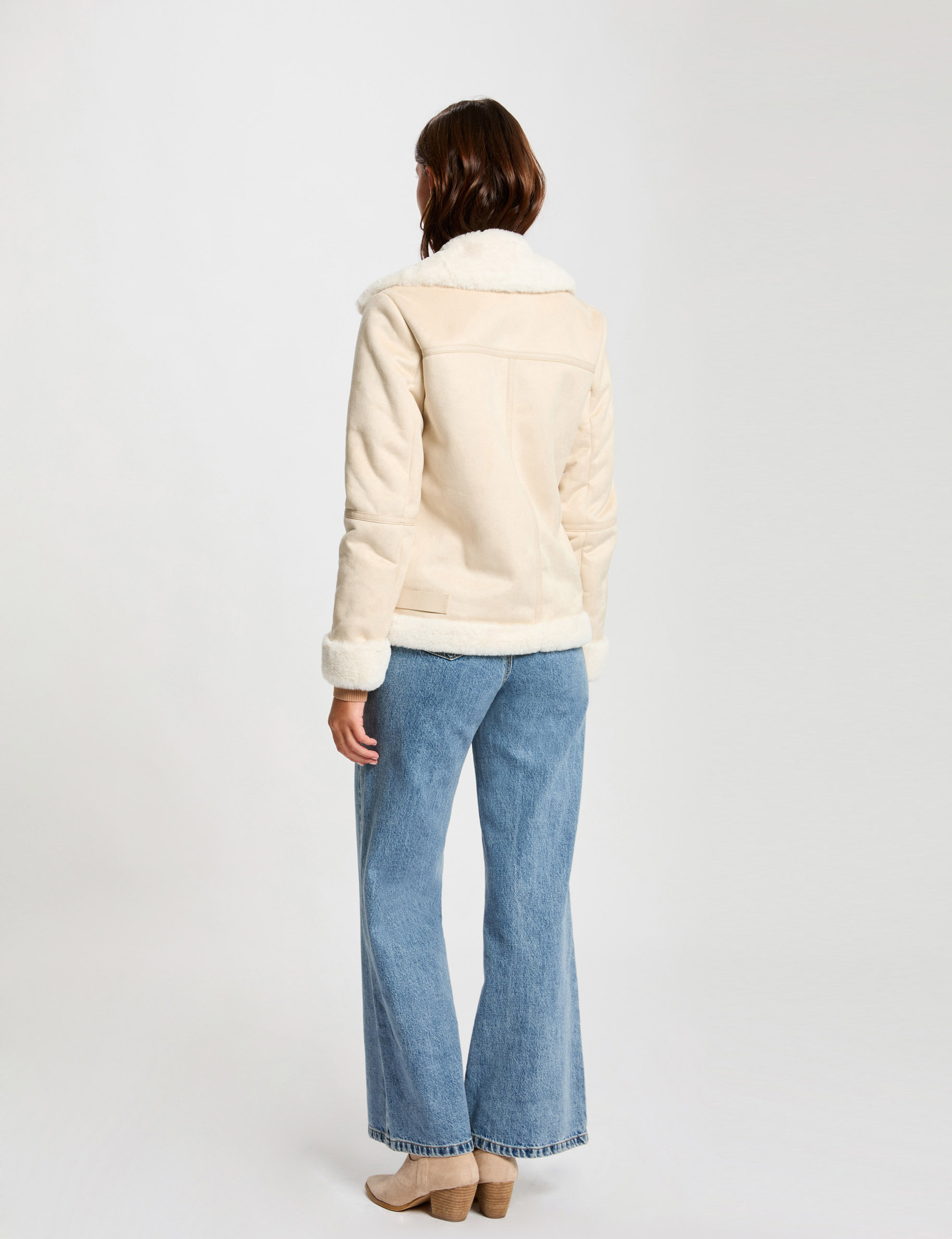 zipped jacket suede effect ivory women Zipped jacket suede effect ivory women