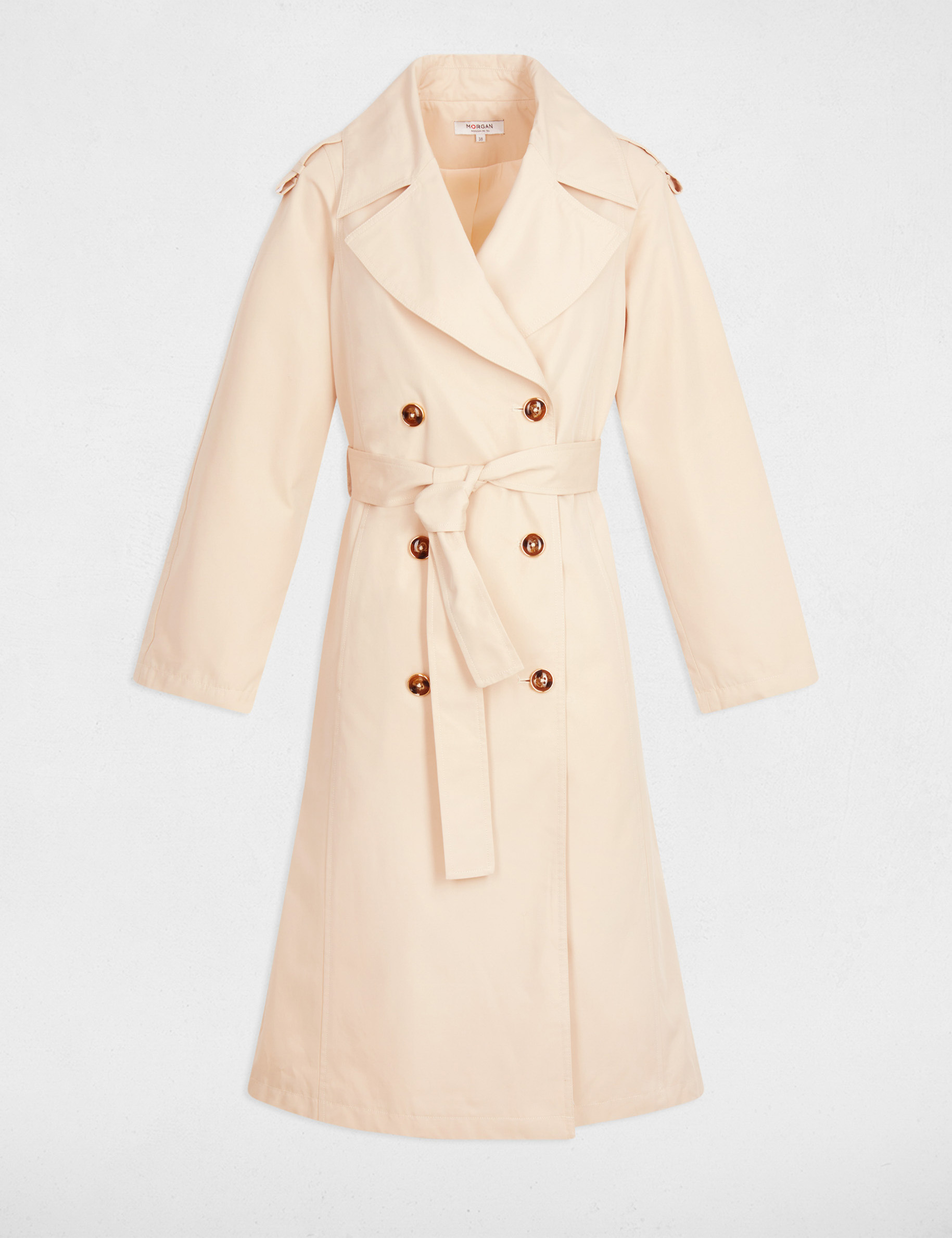 long trench coat with tailored collar sand women Long trench coat with tailored collar sand women