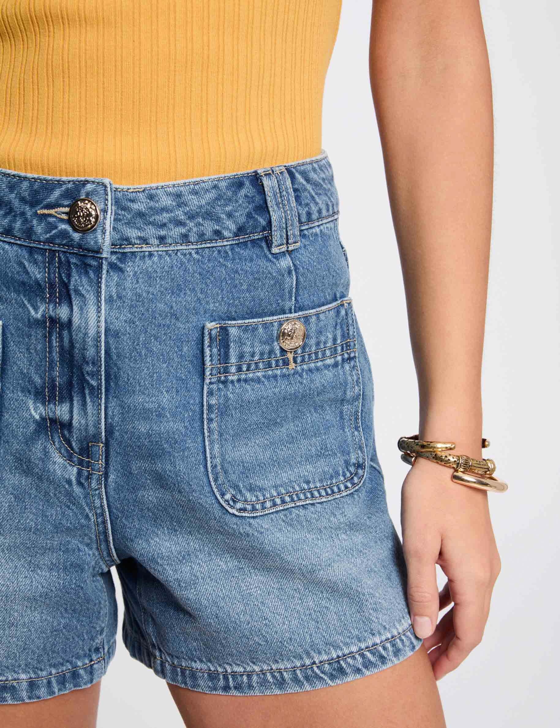 Slim denim shorts denim stone women