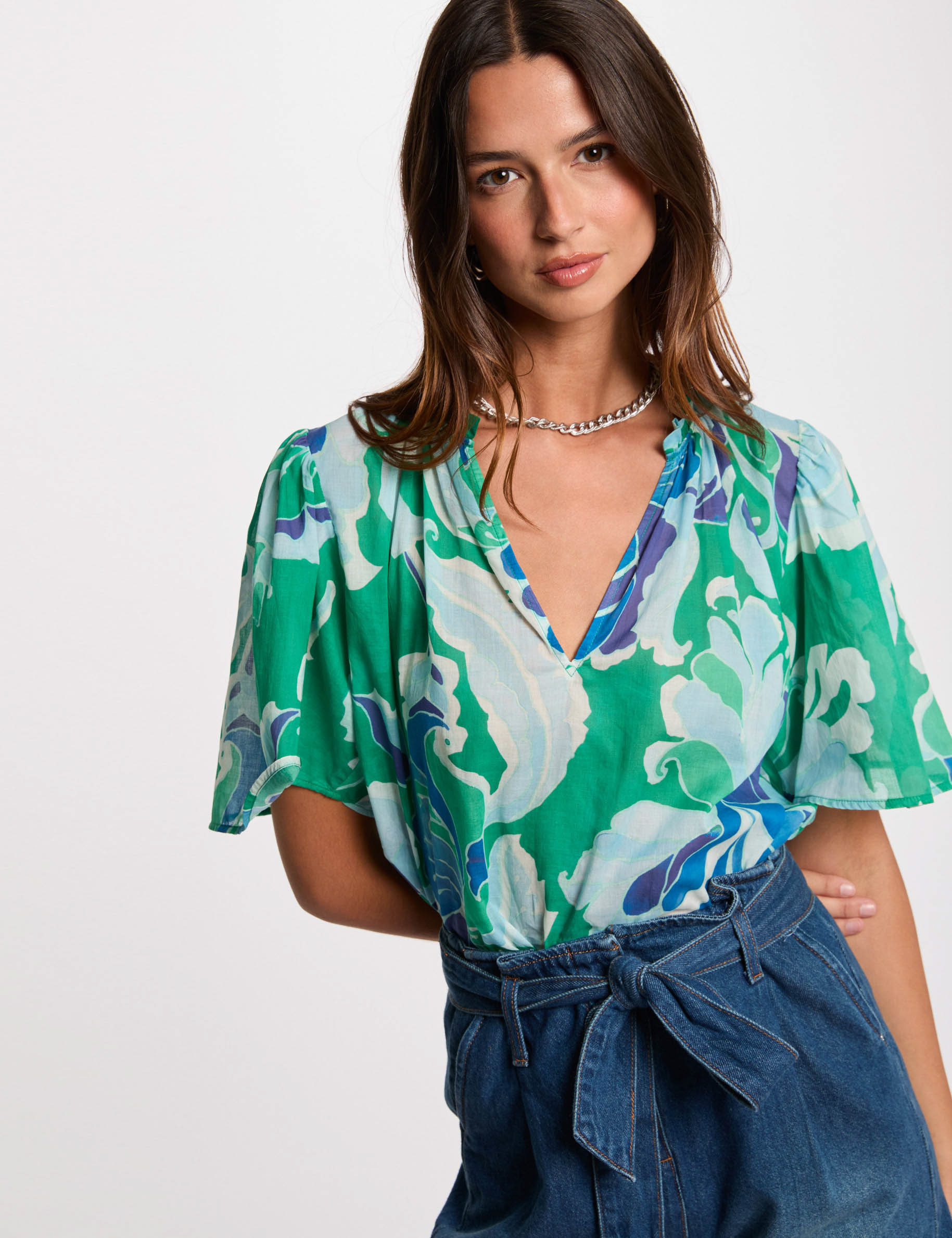 short sleeved blouse multicolor women Short-sleeved blouse multicolor women