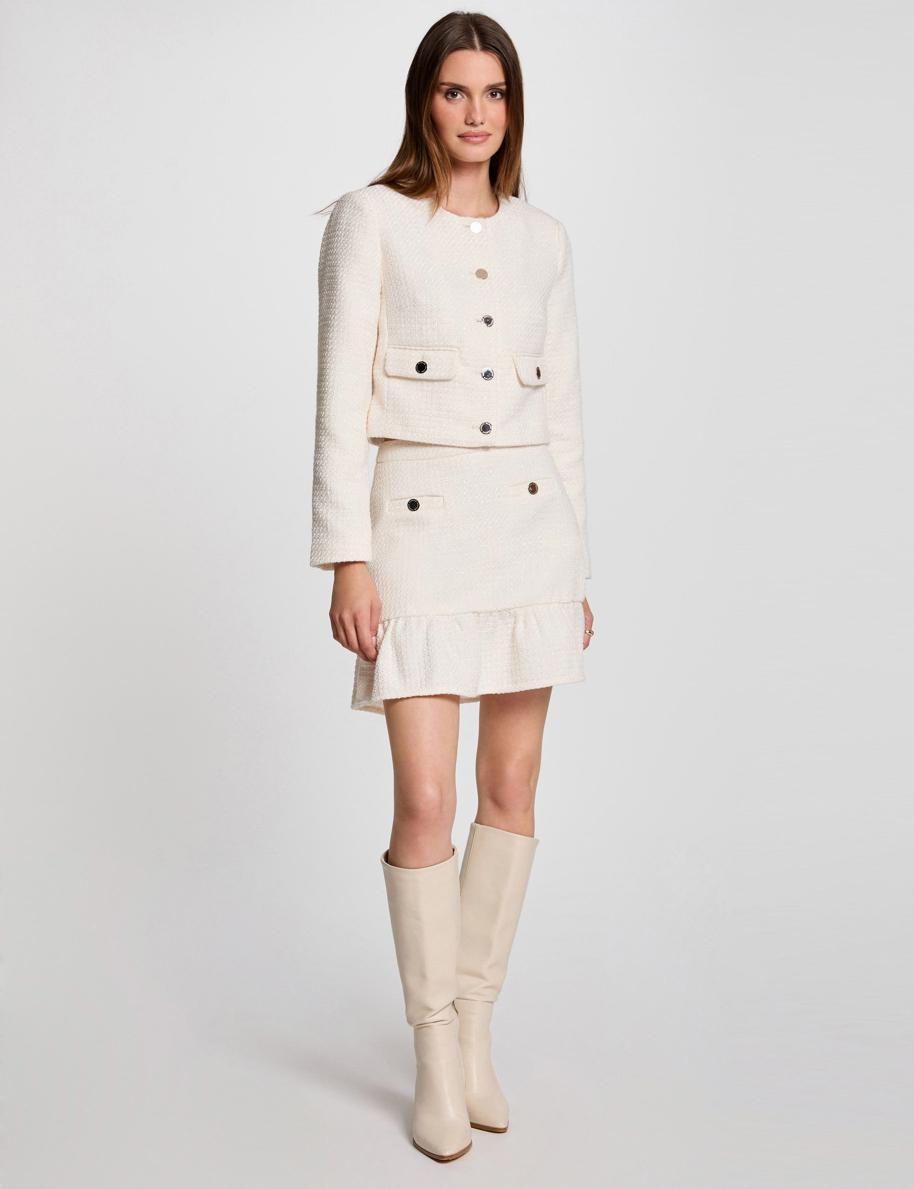 mini tweed skirt ivory women Mini tweed skirt ivory women