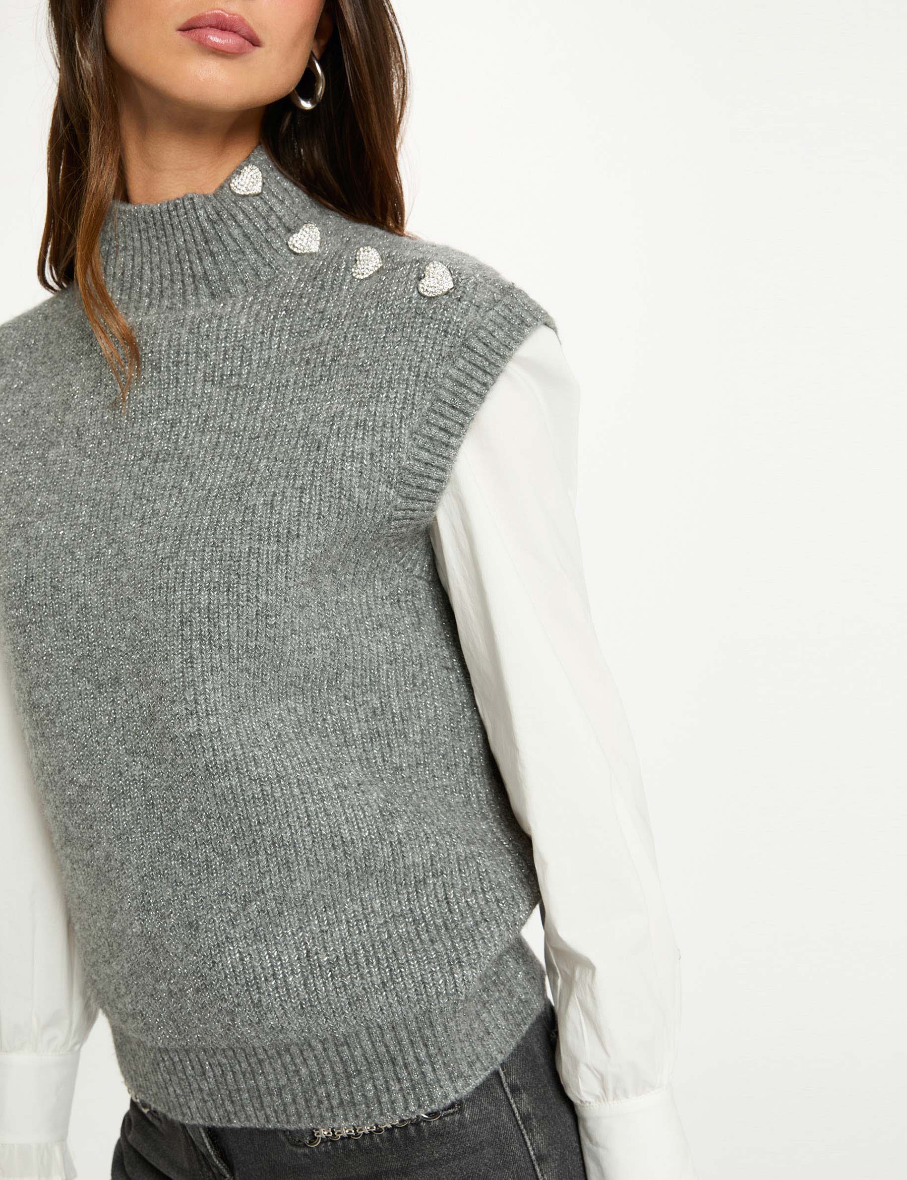 Sleeveless sweater dark grey women