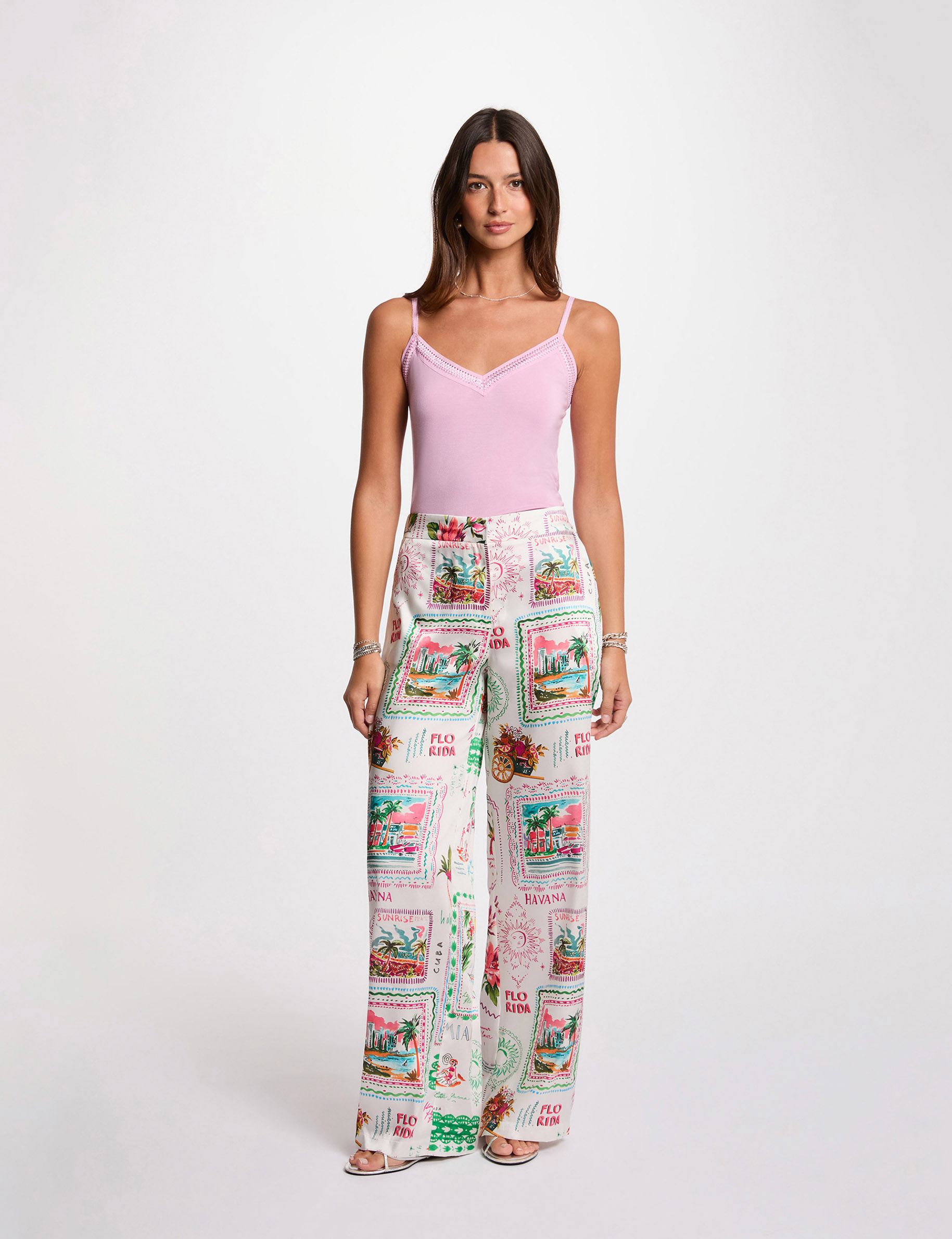 printed wide leg trousers multicolor women Printed wide-leg trousers multicolor women