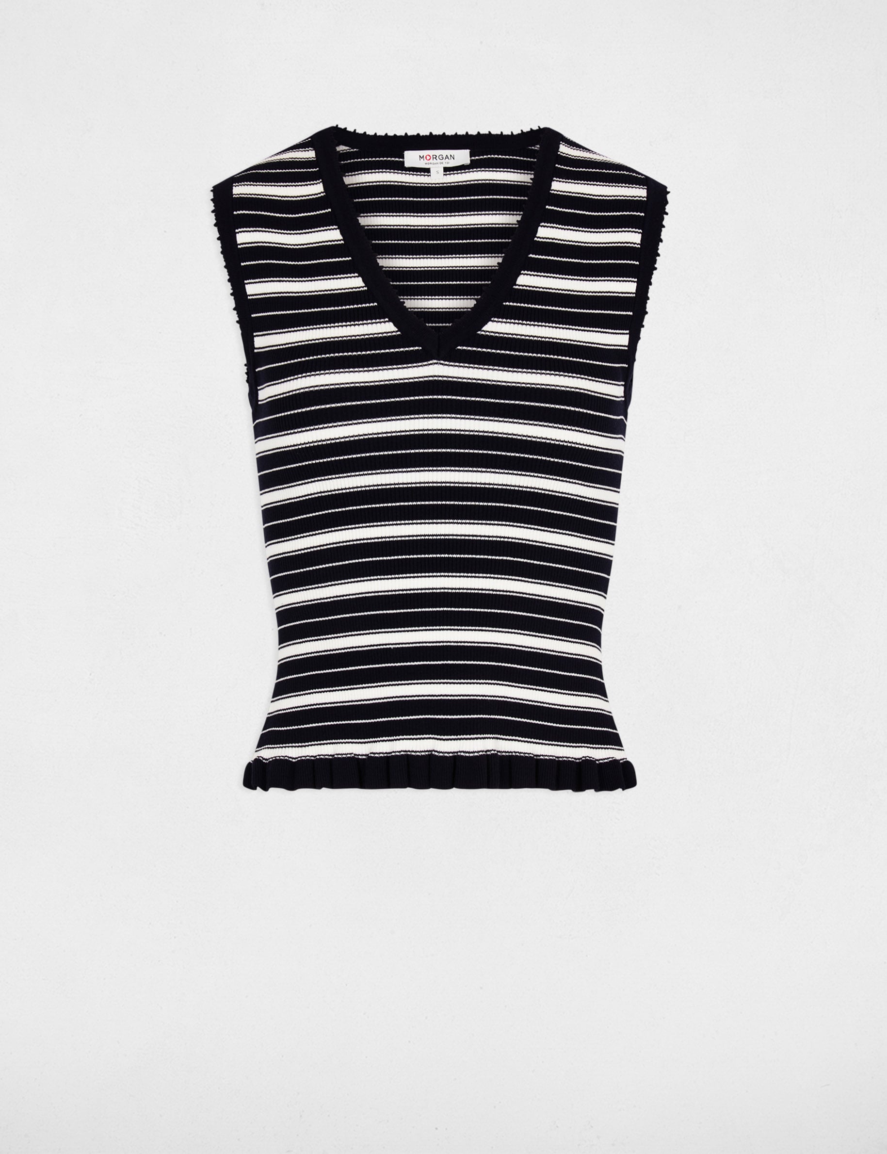 Sleeveless V-neck sweater navy blue women