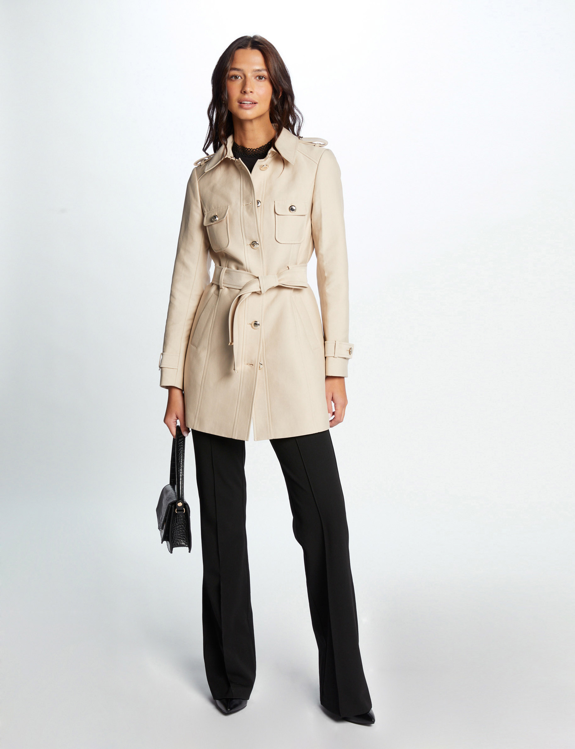 Straight belted trenchcoat beige ladies'