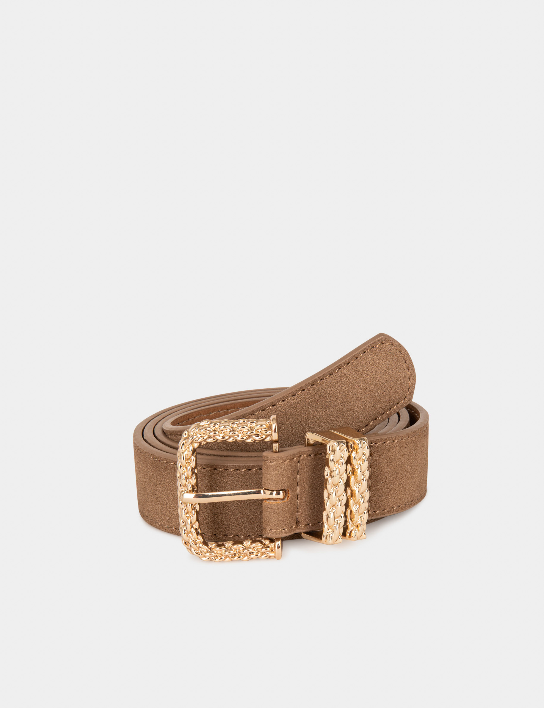 Belt with twin keepers chestnut brown ladies'