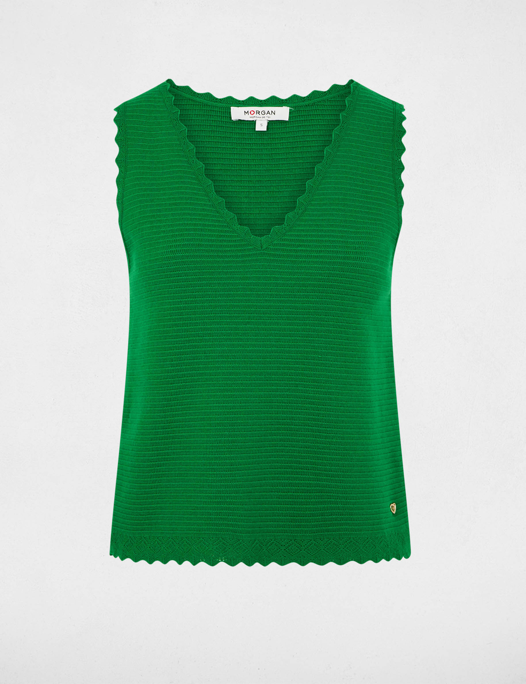 Fitted V-neck sweater meadow green women