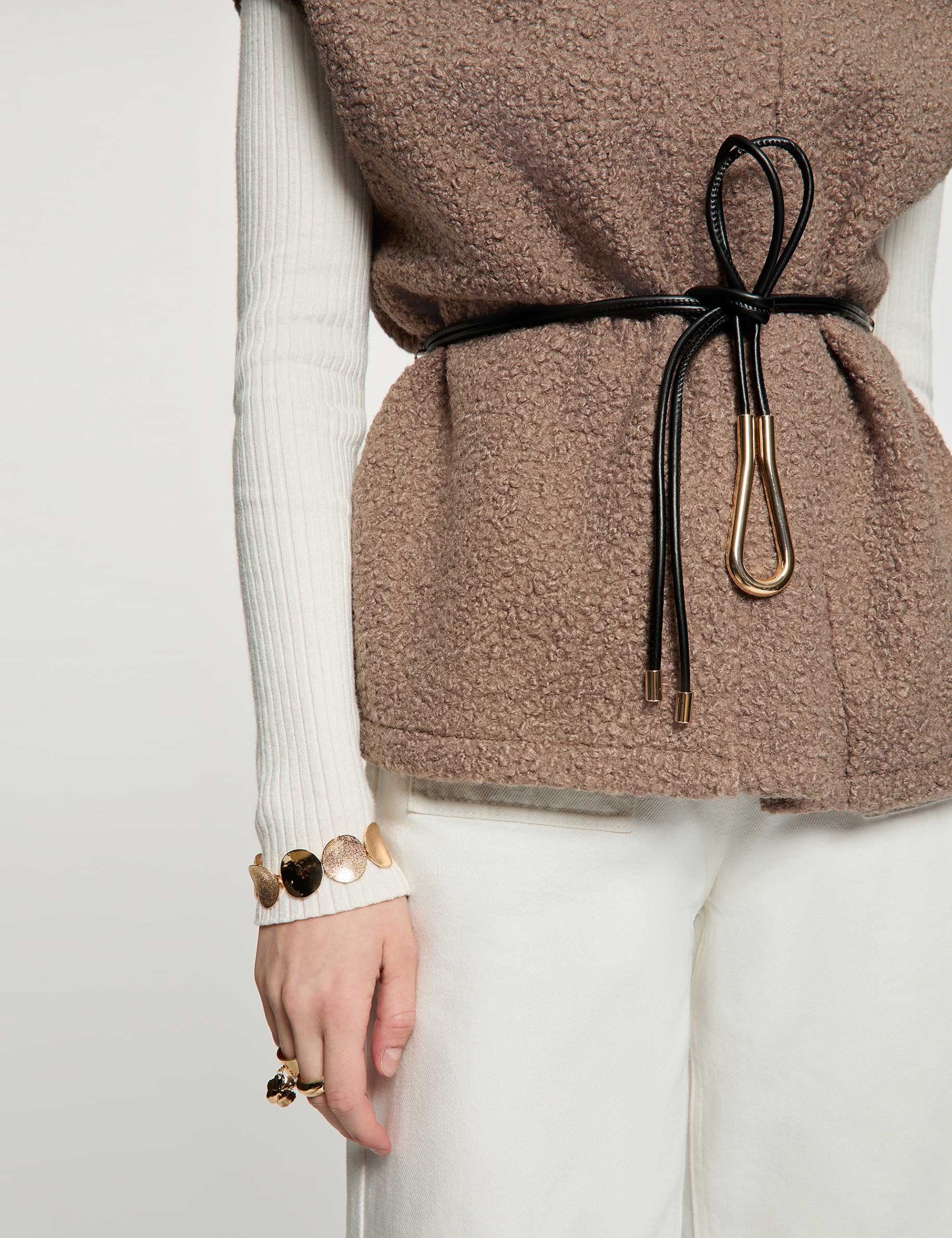 Sleeveless jacket taupe women