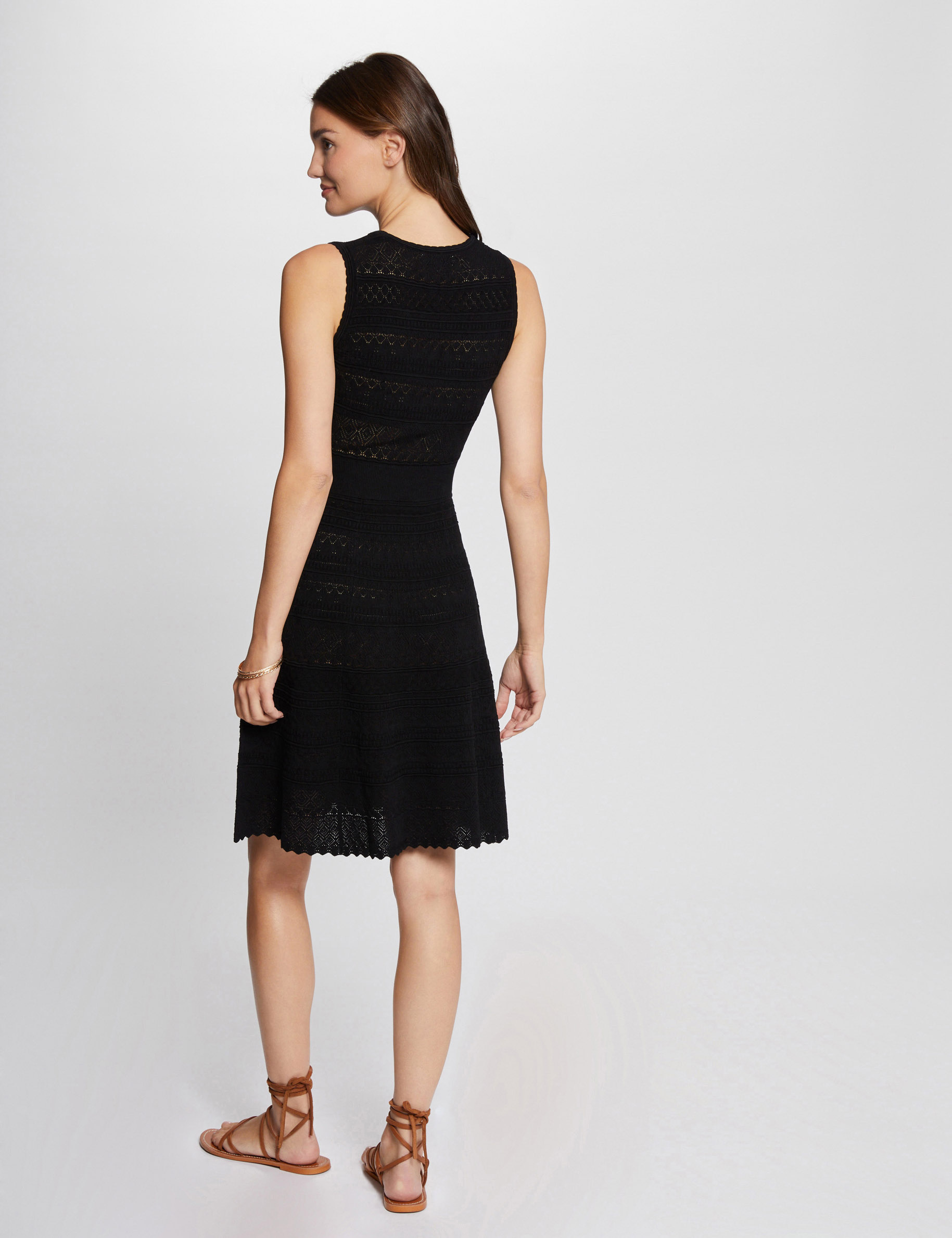 Skater openwork knitted dress black ladies'