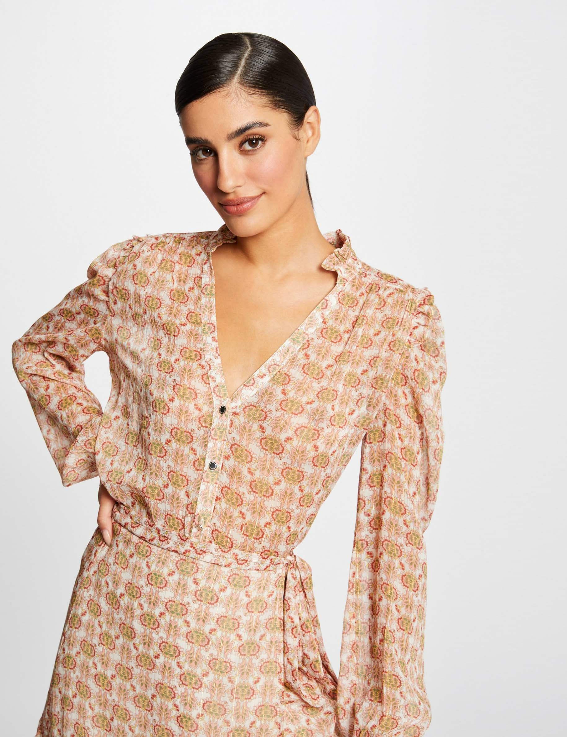 Short-sleeved blouse abstract print multico ladies' Short-sleeved blouse abstract print multico ladies'