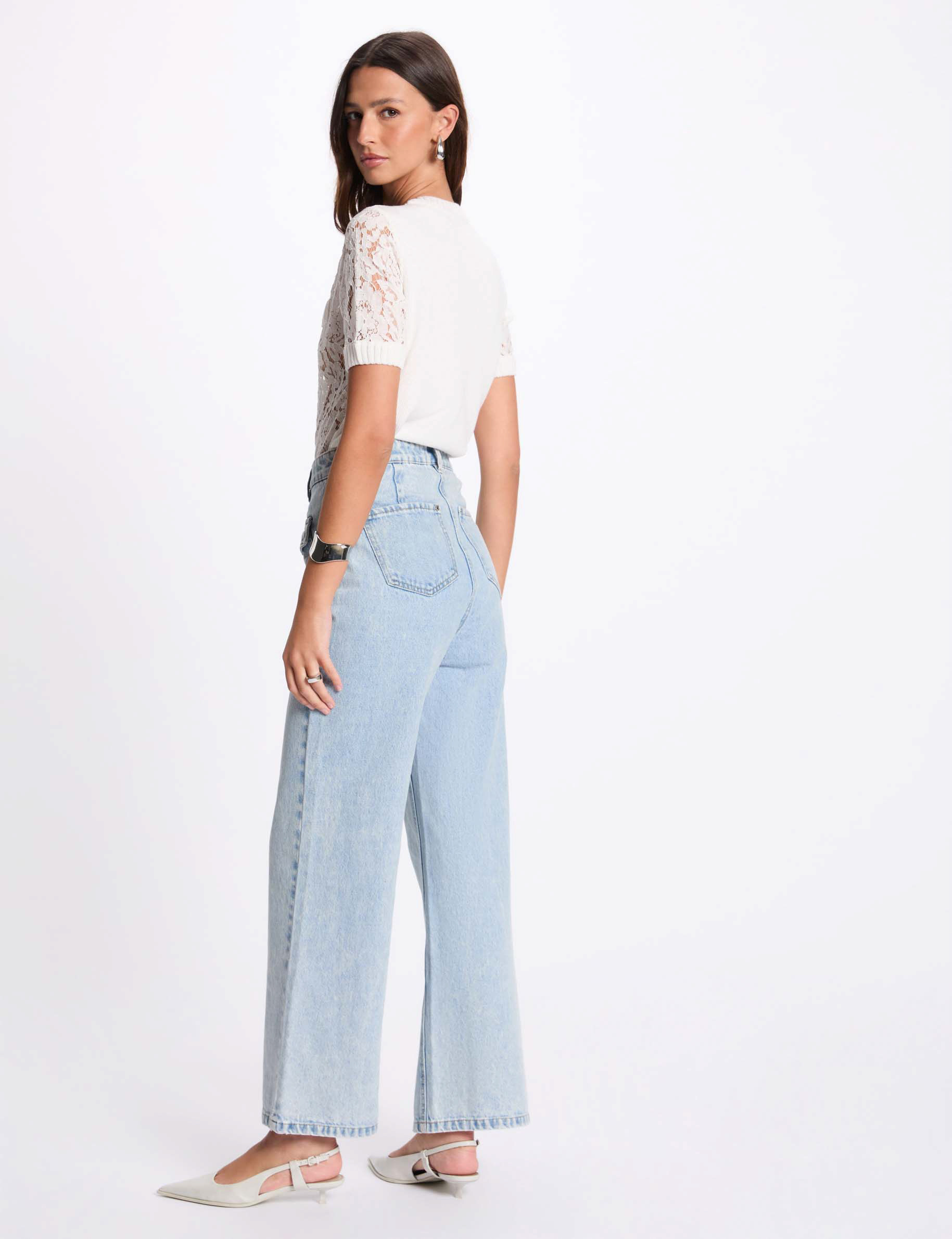 pull manches courtes dentelle blanc femme Pull manches courtes dentelle blanc femme