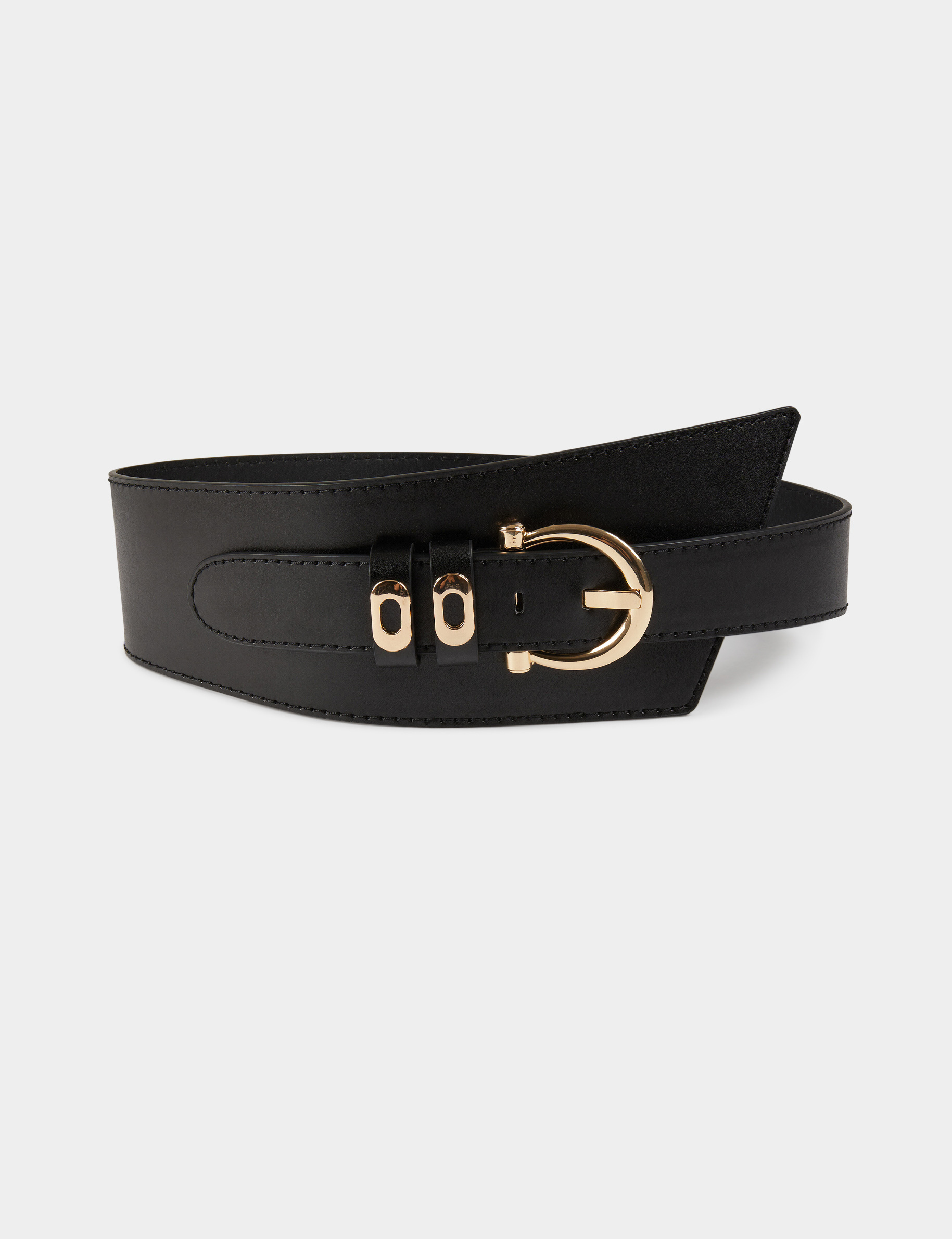 Wide asymmetric belt black ladies'