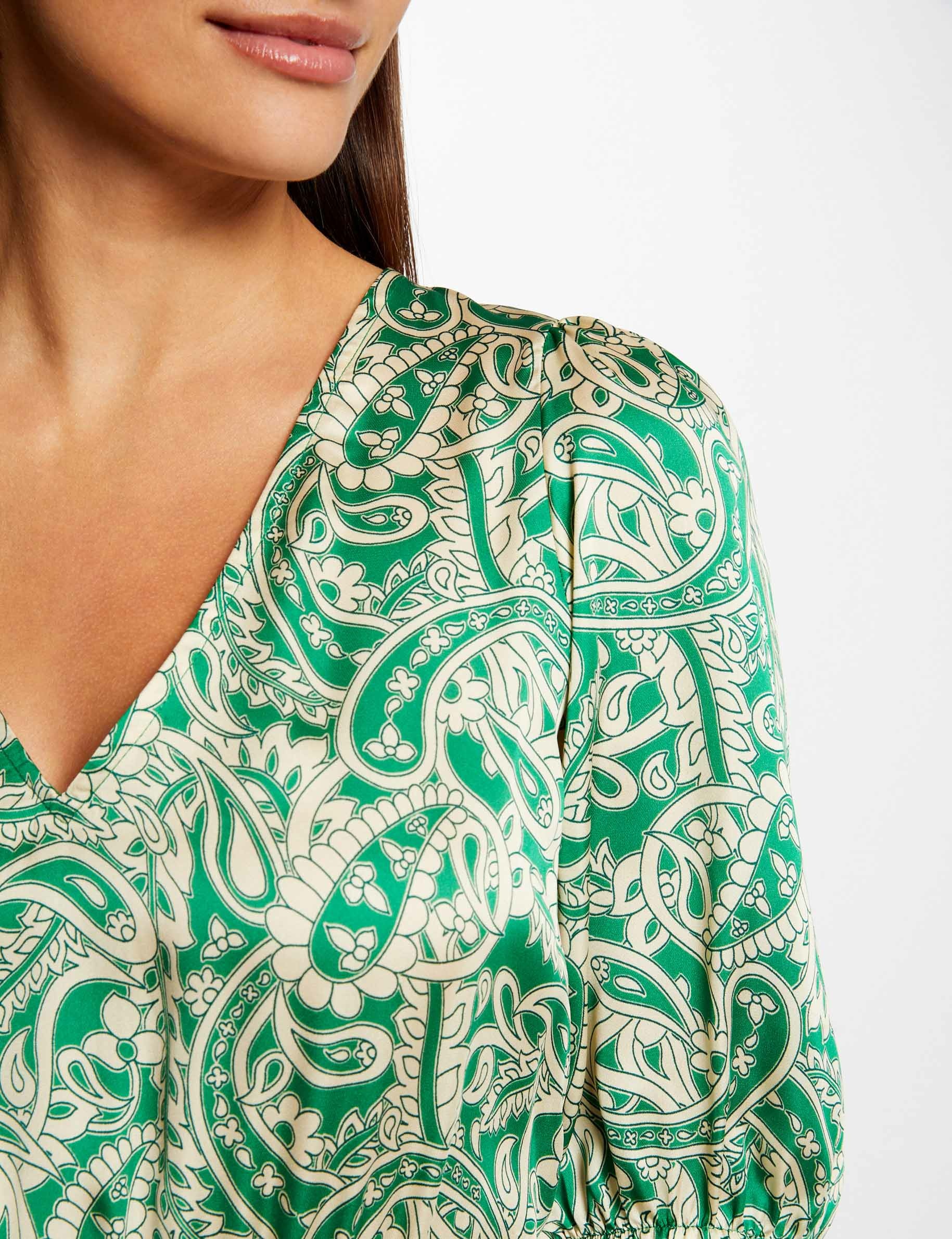 Printed waisted satin dress open back multico ladies'
