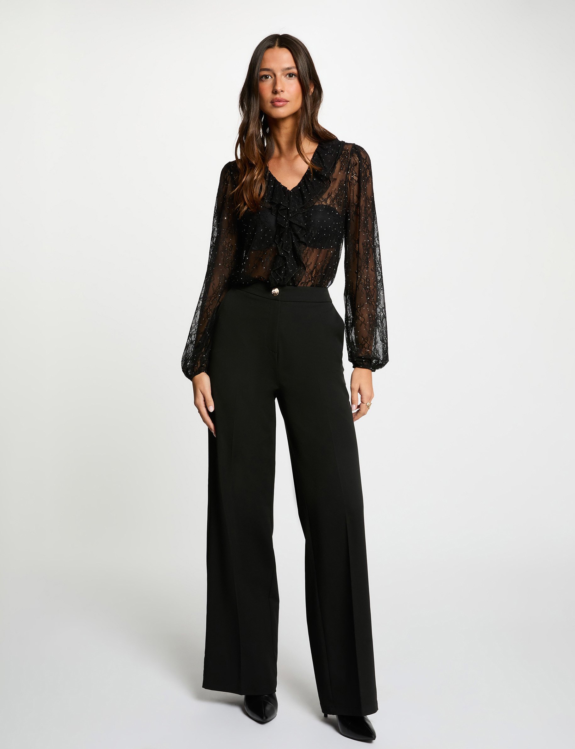 lace v neck t shirt black women Lace v-neck t-shirt black women