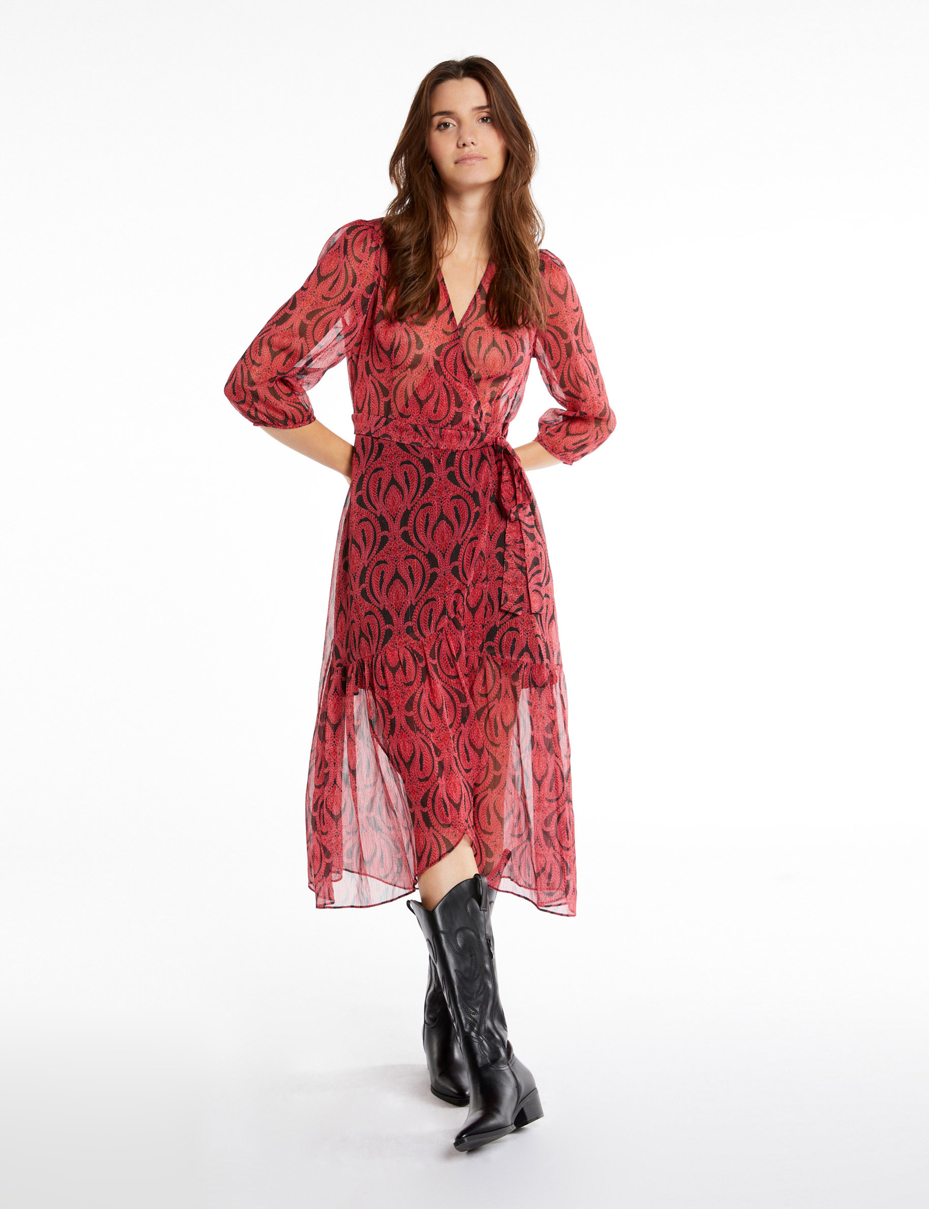 Midi wrap dress with abstract print multico ladies'