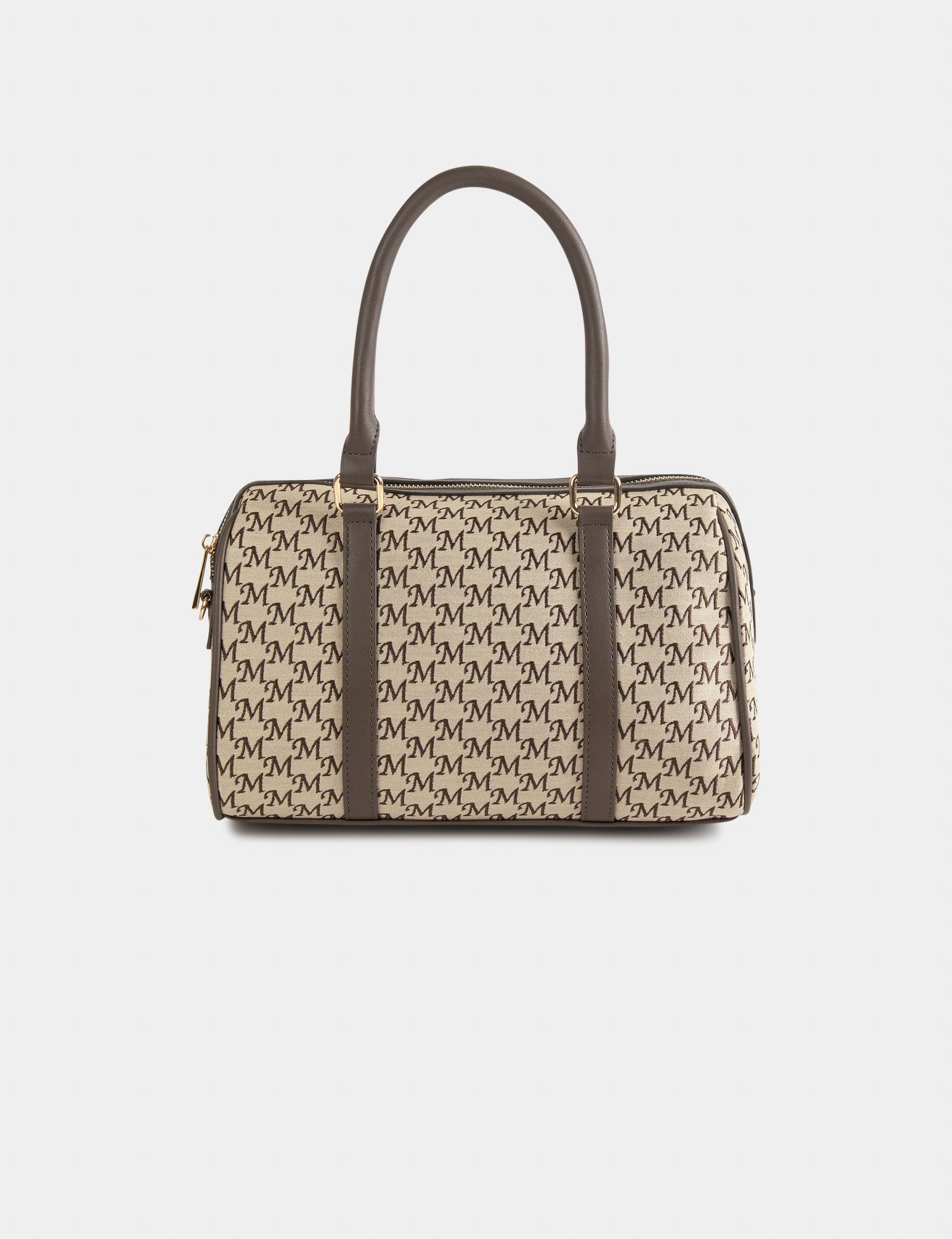 Bowler bag with monogram print beige ladies'