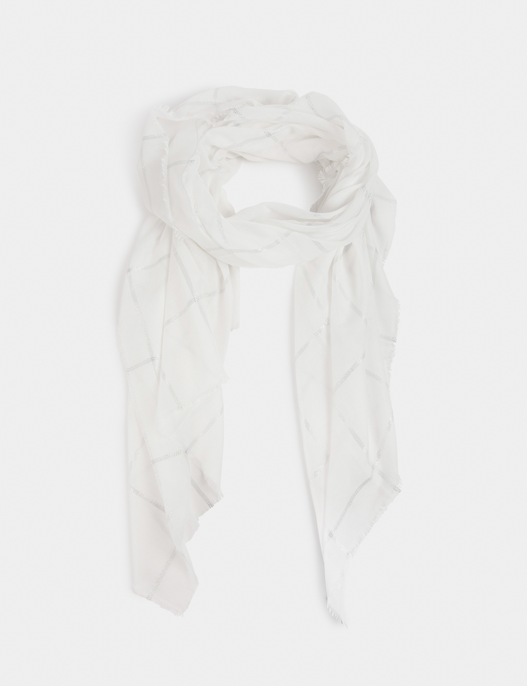 Scarf with check print ivory ladies' Scarf with check print ivory ladies'