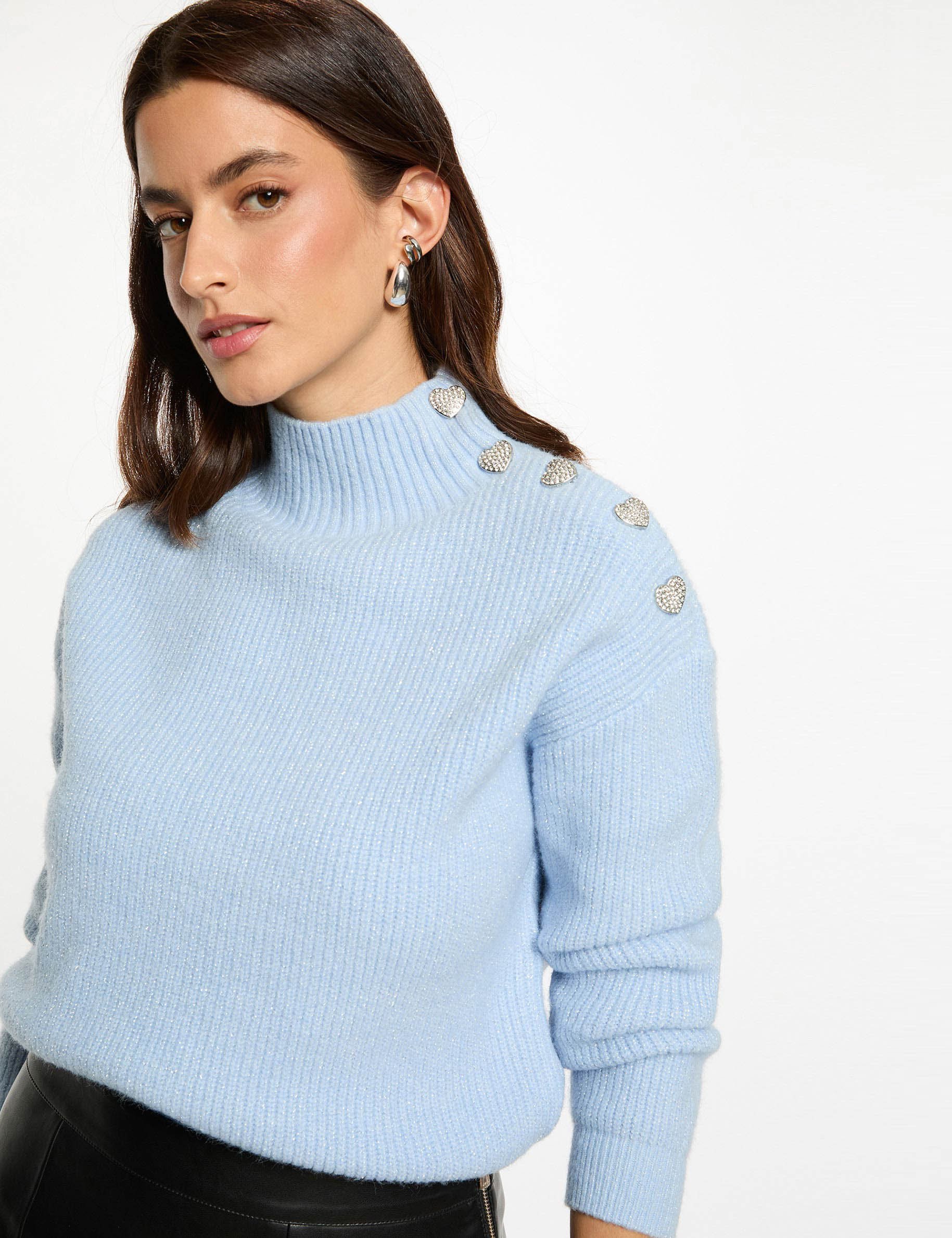 Long-sleeved jumper with buttons sky blue women