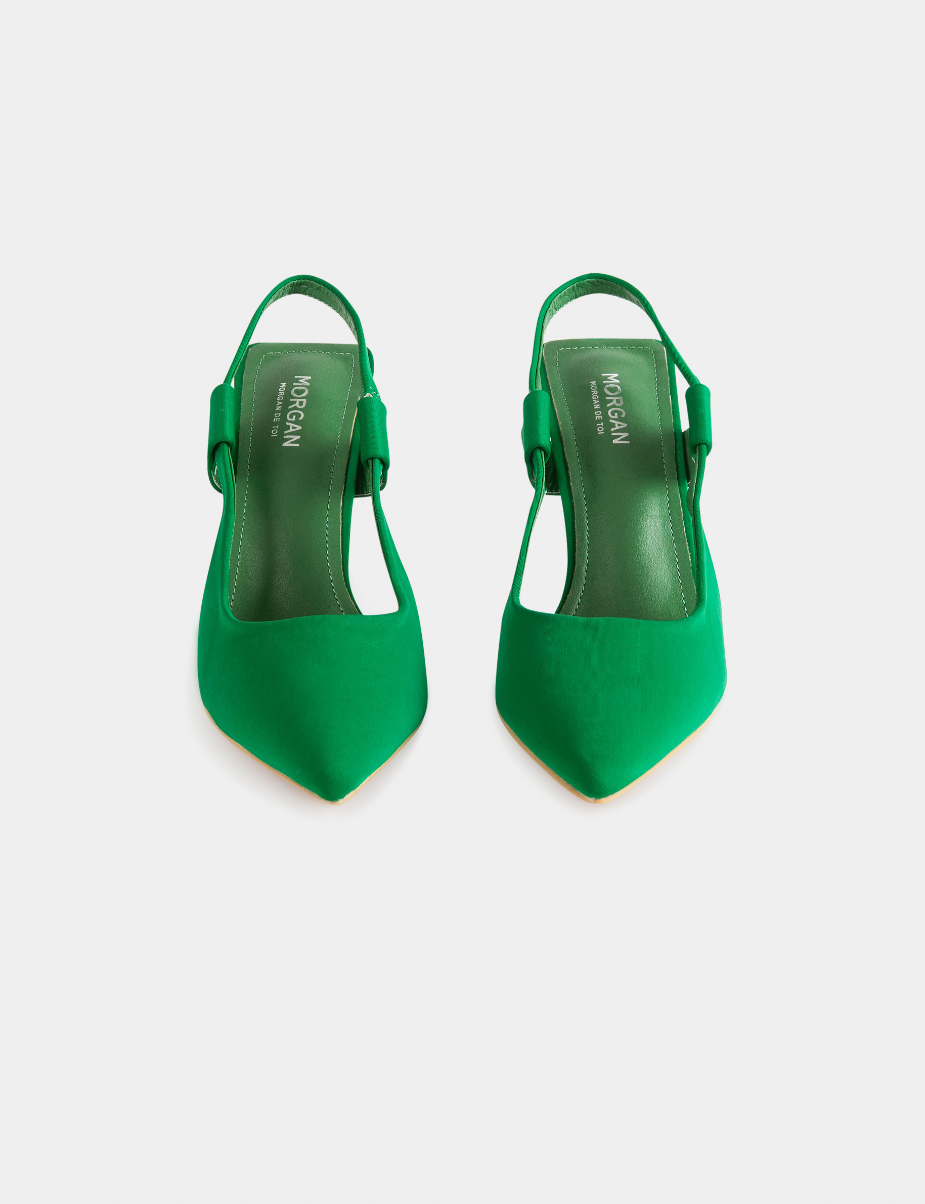 Court shoes with spool heels green ladies
