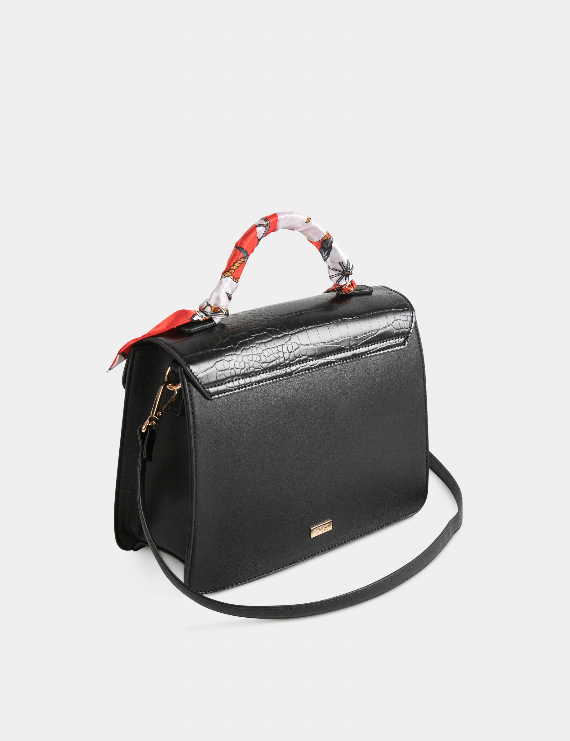 Rectangular bag with scarf black ladies' Rectangular bag with scarf black ladies'