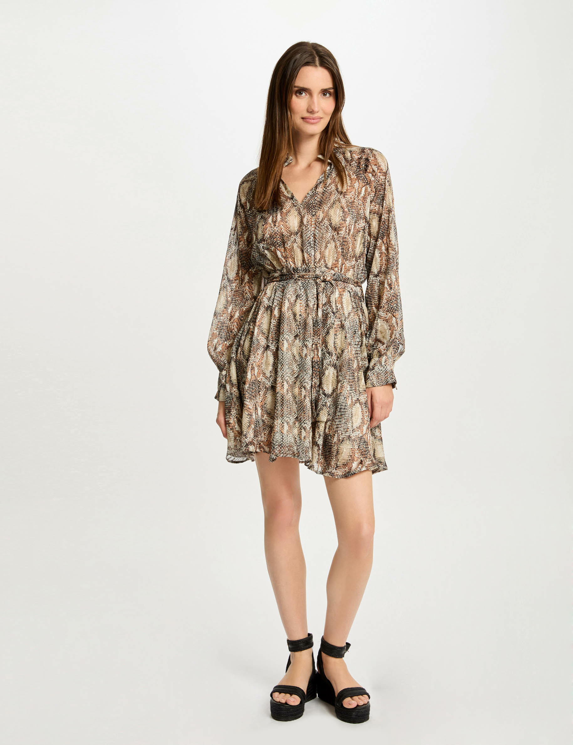 printed mini a line dress multicolored women Printed mini A-line dress multicolored women