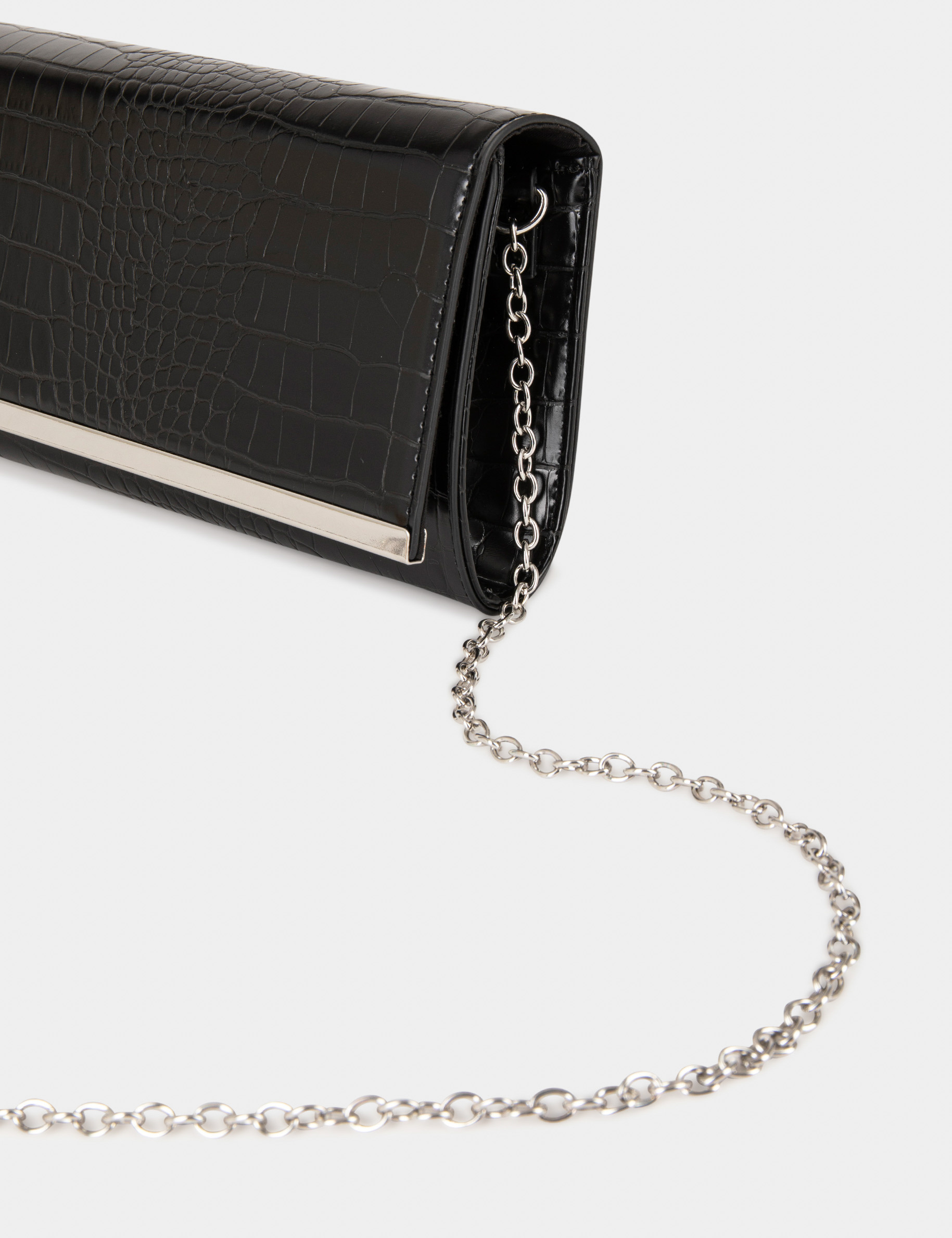 Clutch bag with croc effect black ladies'