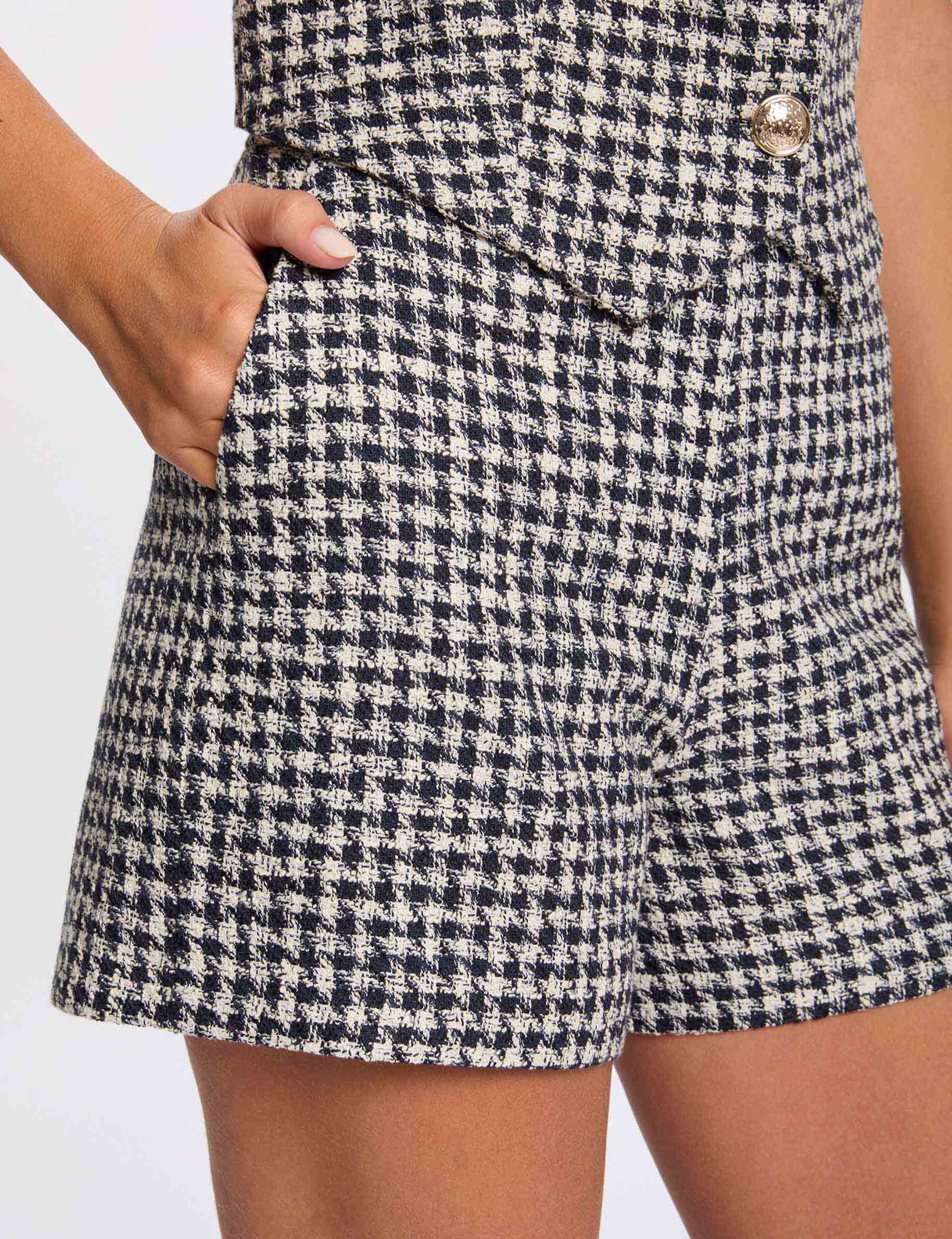 High-waisted tweed shorts multicolor women