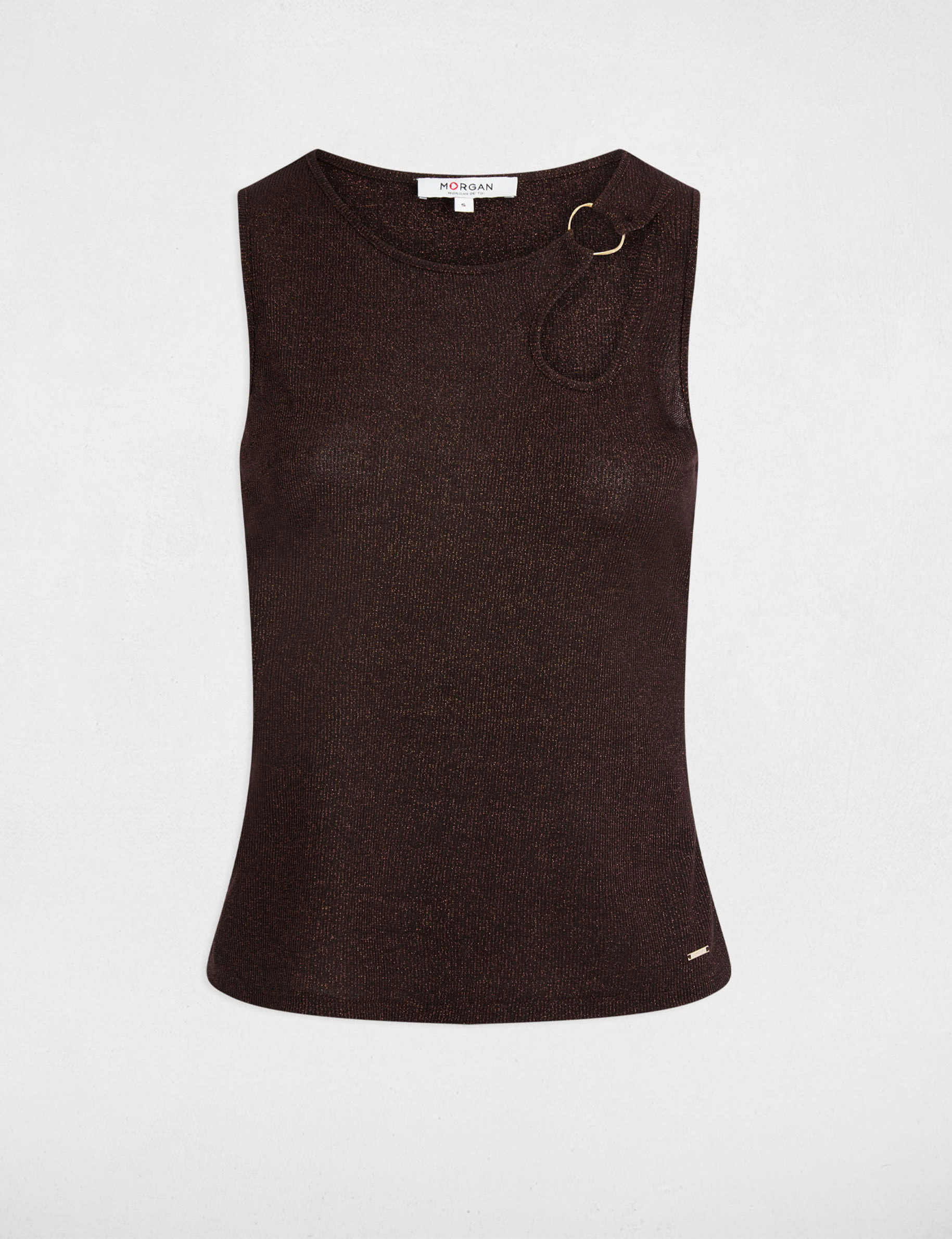Sleeveless vest top dark brown women