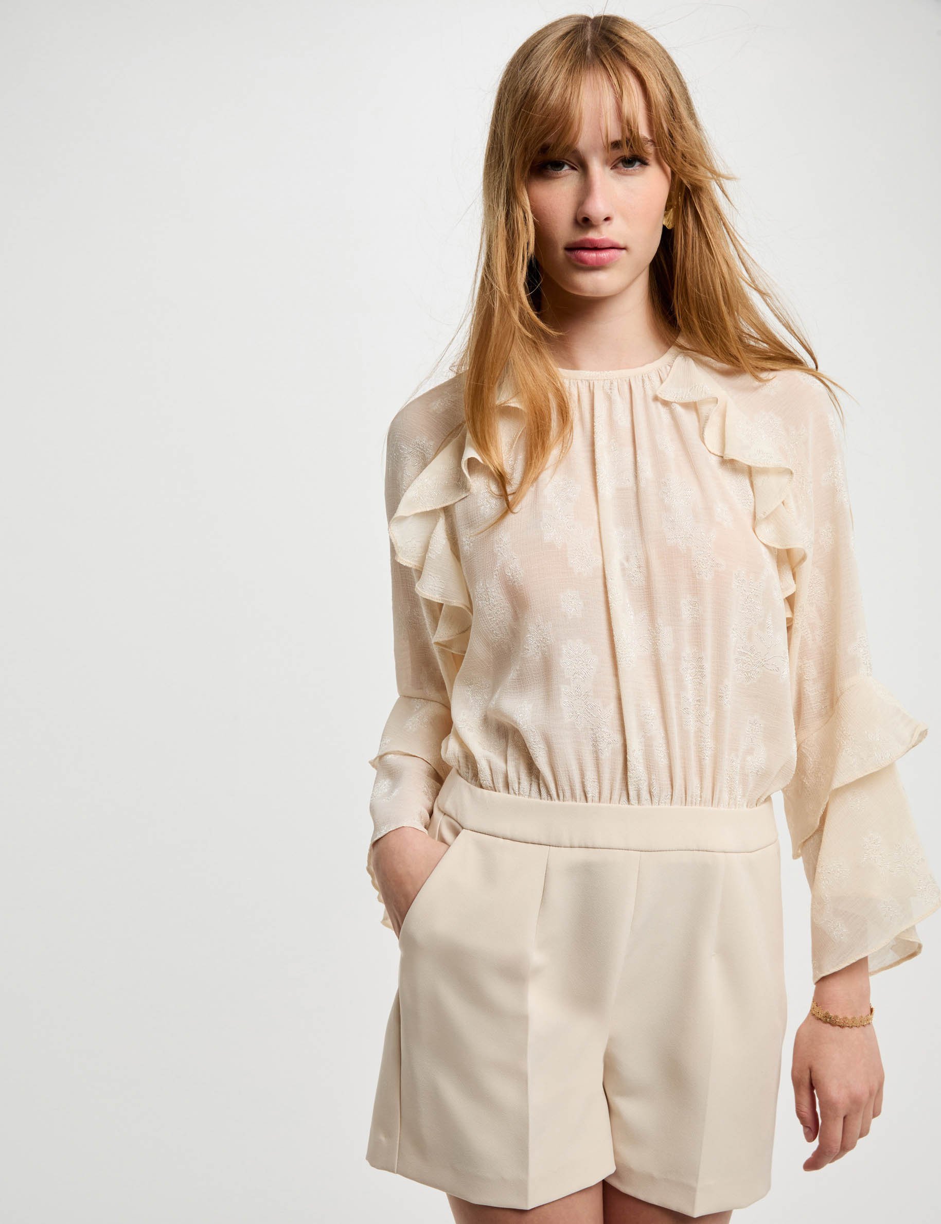 playsuit with ruffles cream women Playsuit with ruffles cream women