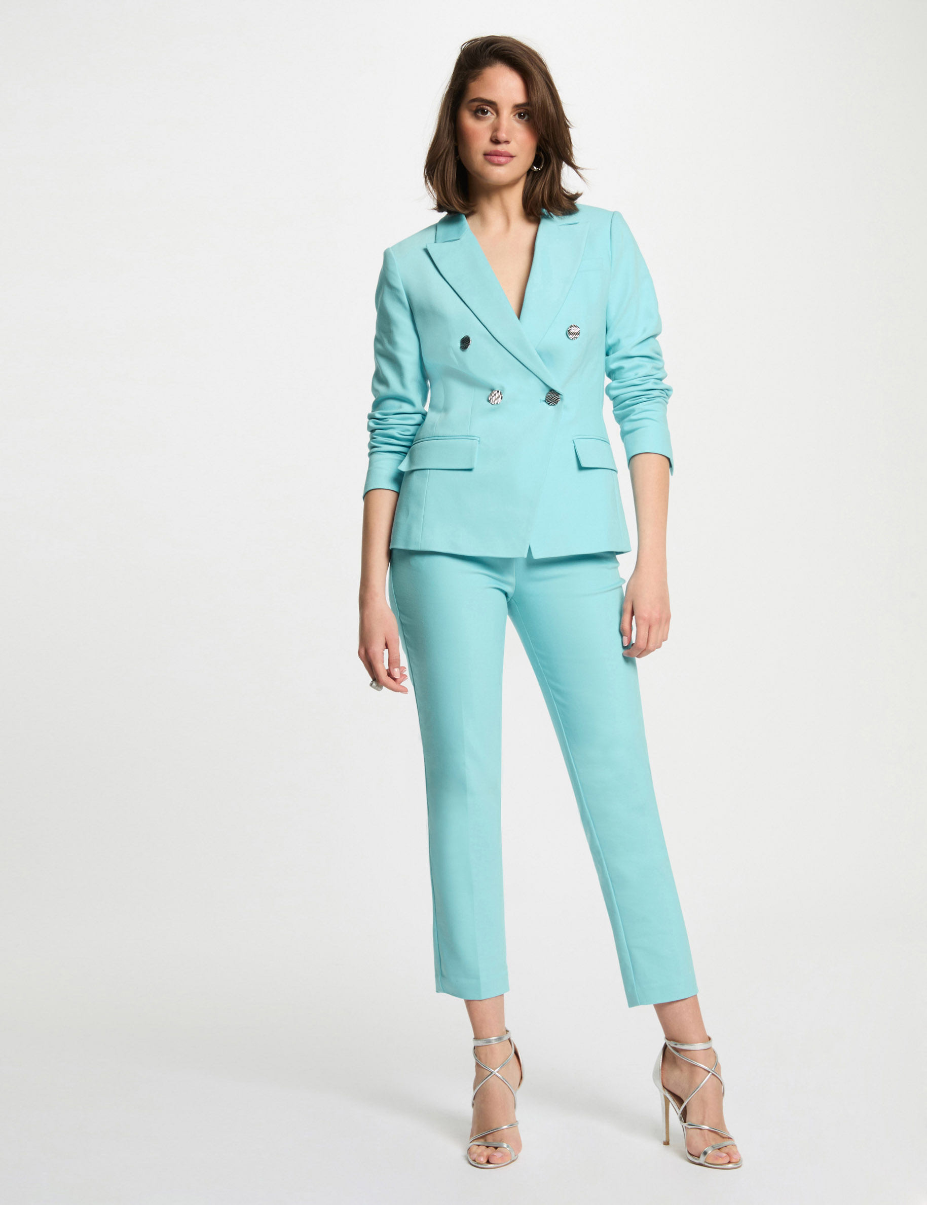 Blazer double boutonnage bleu ciel femme