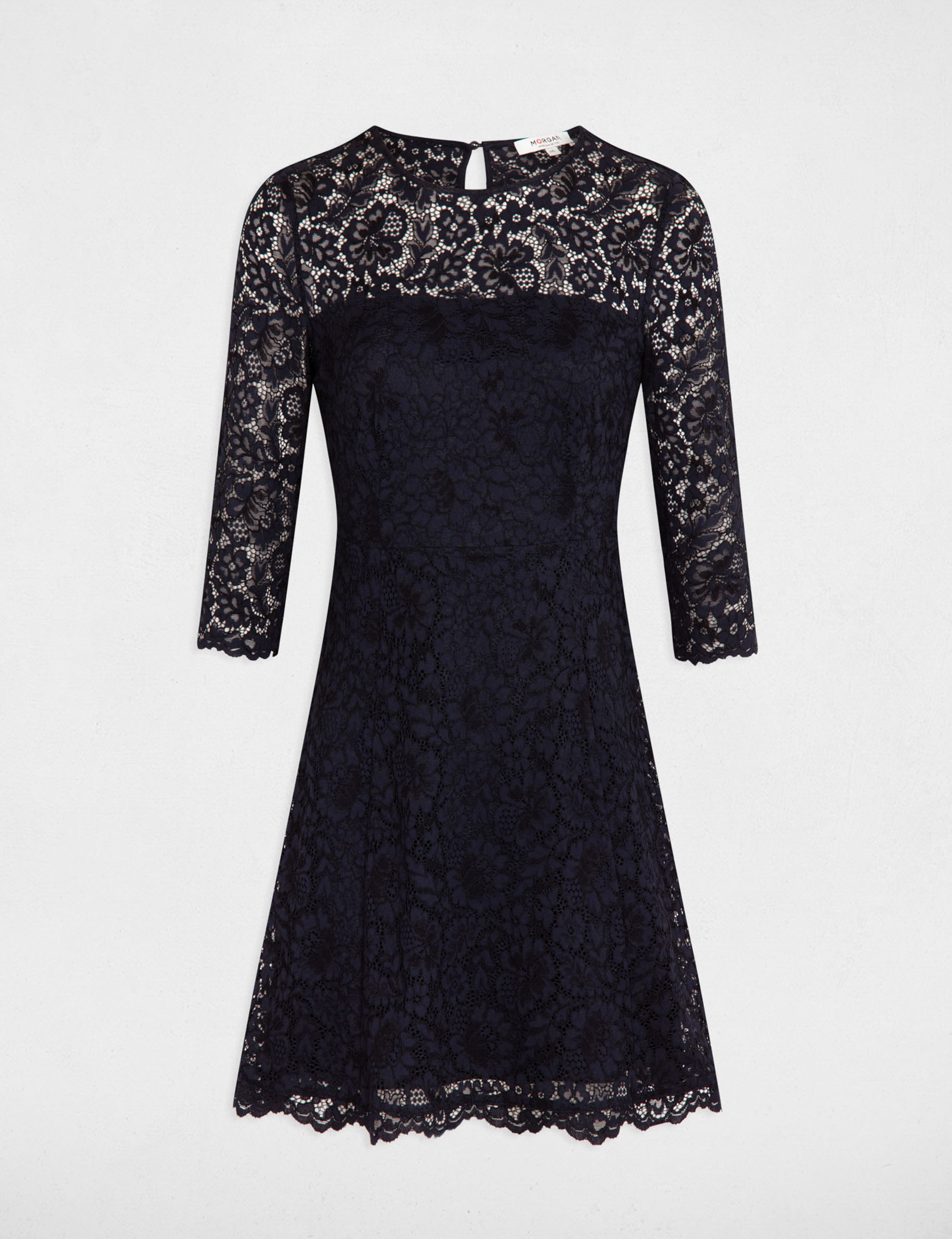 Mini skater lace dress navy blue women