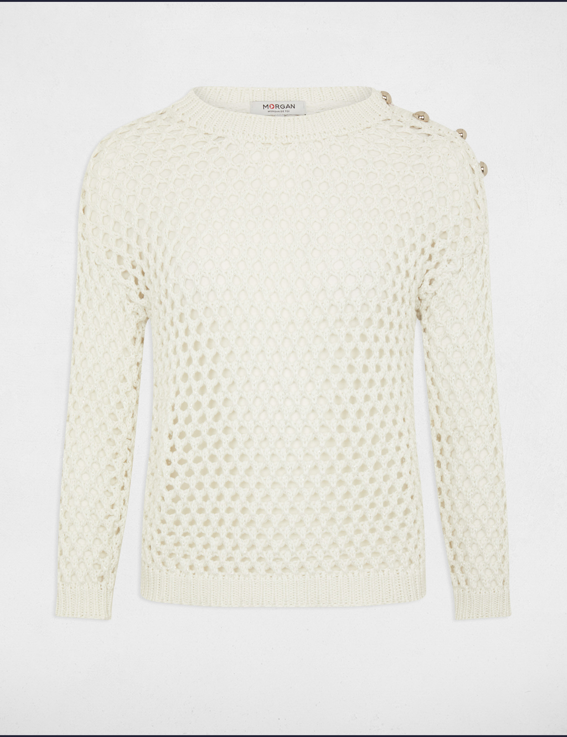 long sleeved openwork jumper ivory women Long-sleeved openwork jumper ivory women