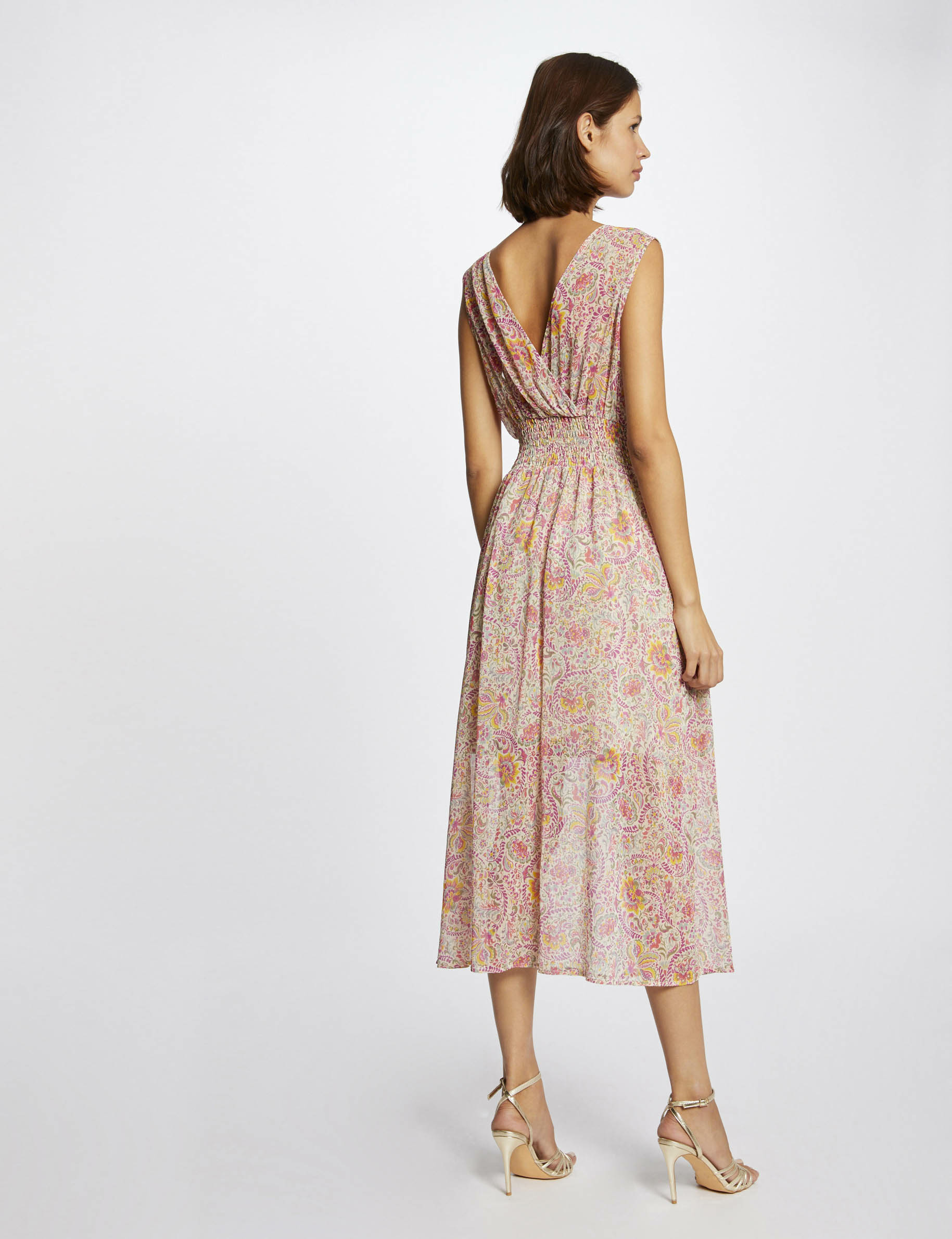 Midi straight dress with vegetal print multico ladies'