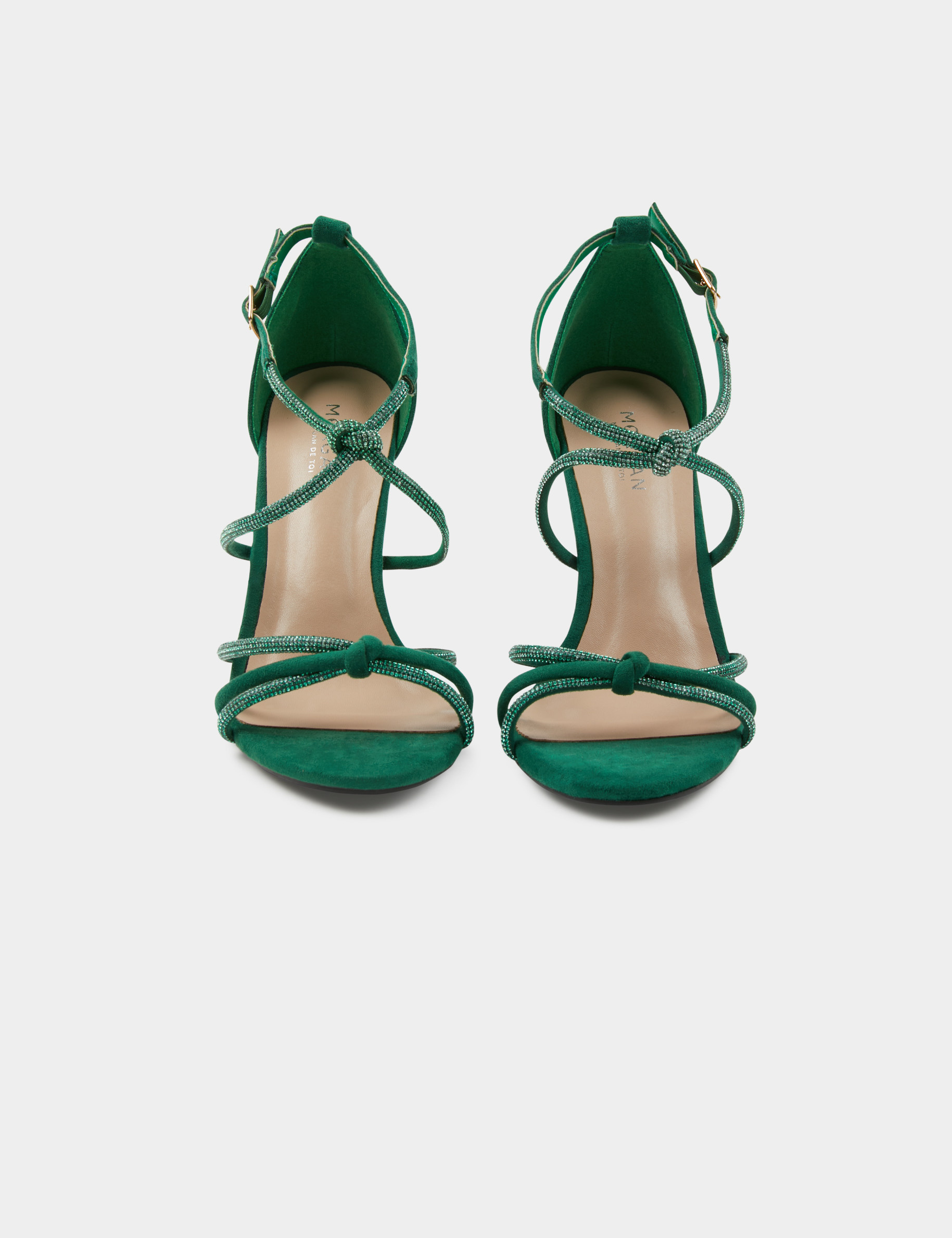 Sandals with heels and rhinestones green ladies' Sandals with heels and rhinestones green ladies'
