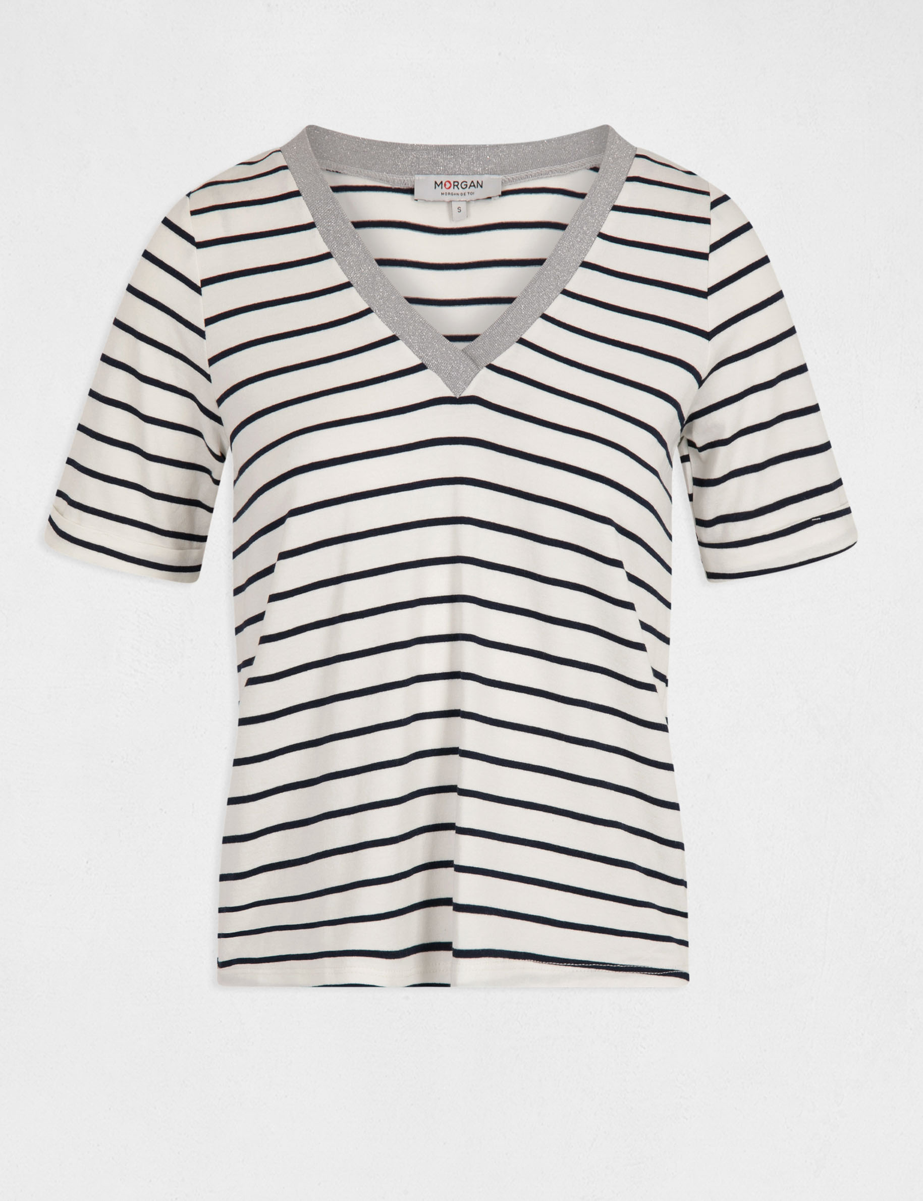 Short-sleeved t-shirt with stripes multico ladies'