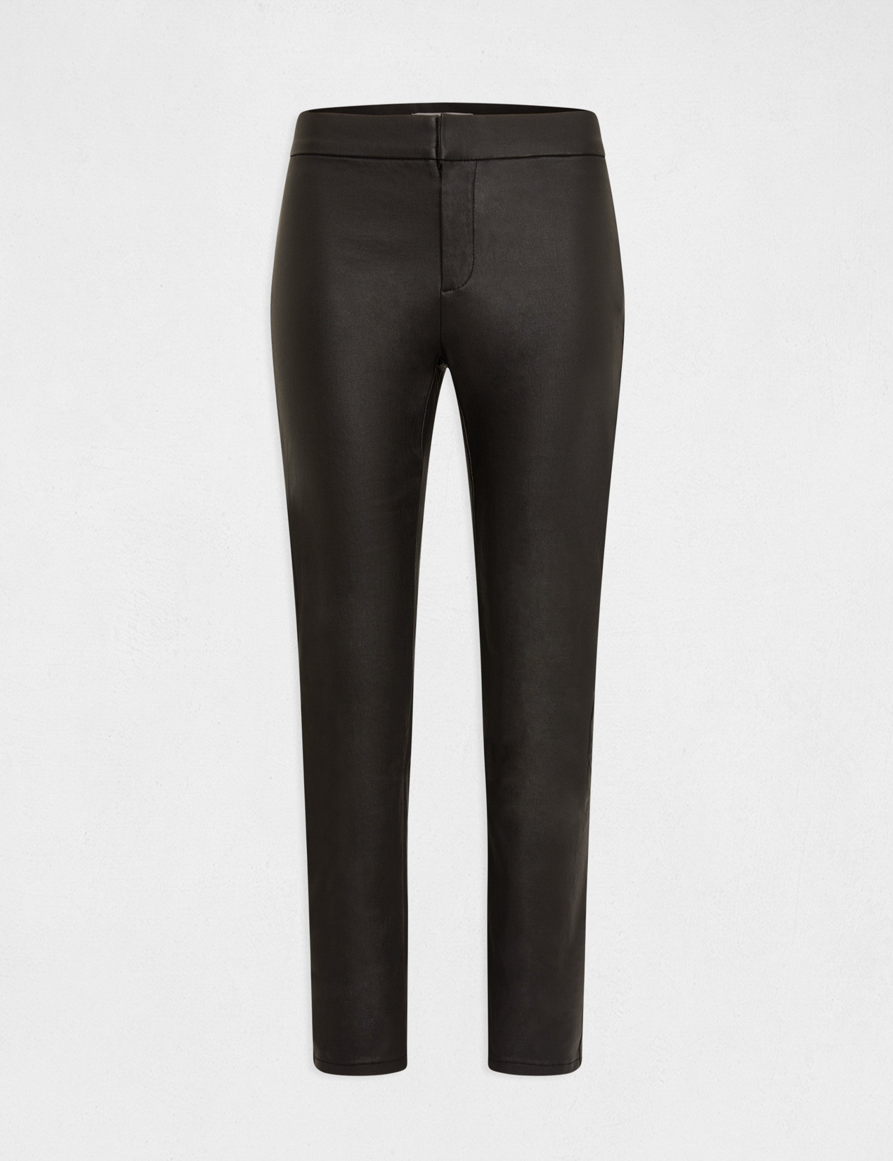 Skinny cropped trousers with wet effect black ladies' | Morgan