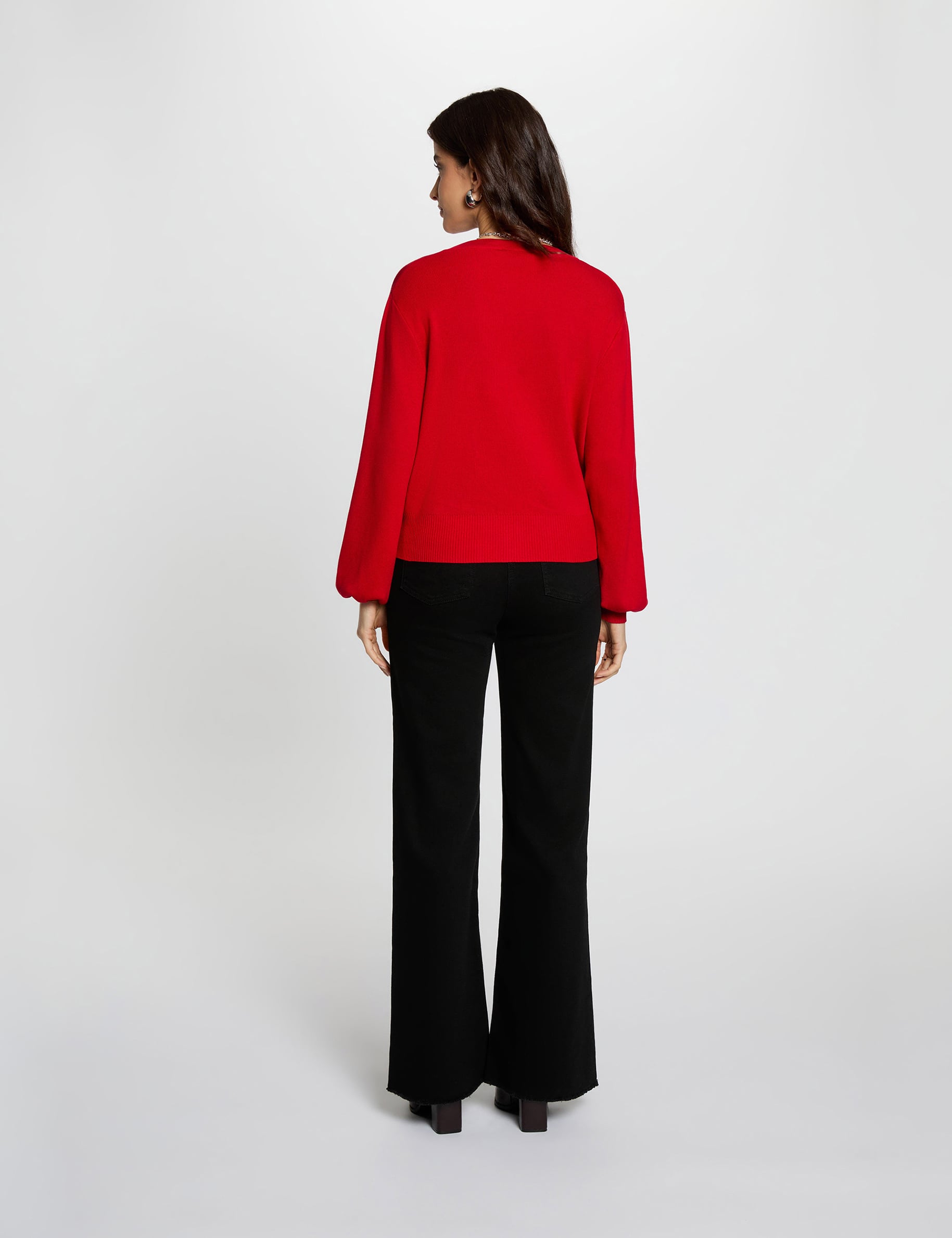 High-waisted wide-leg jeans black women