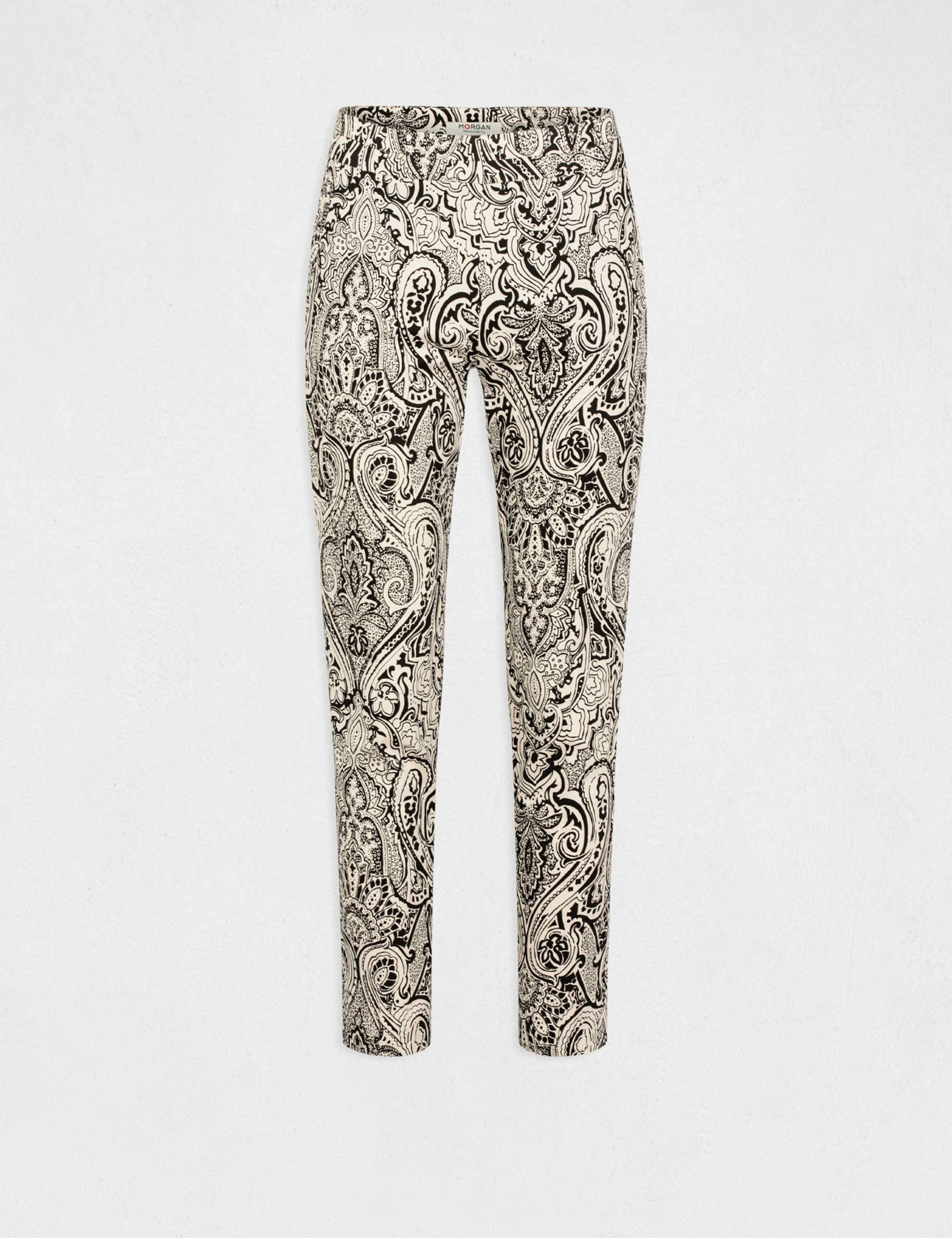 Fitted trousers with paisley print black ladies'