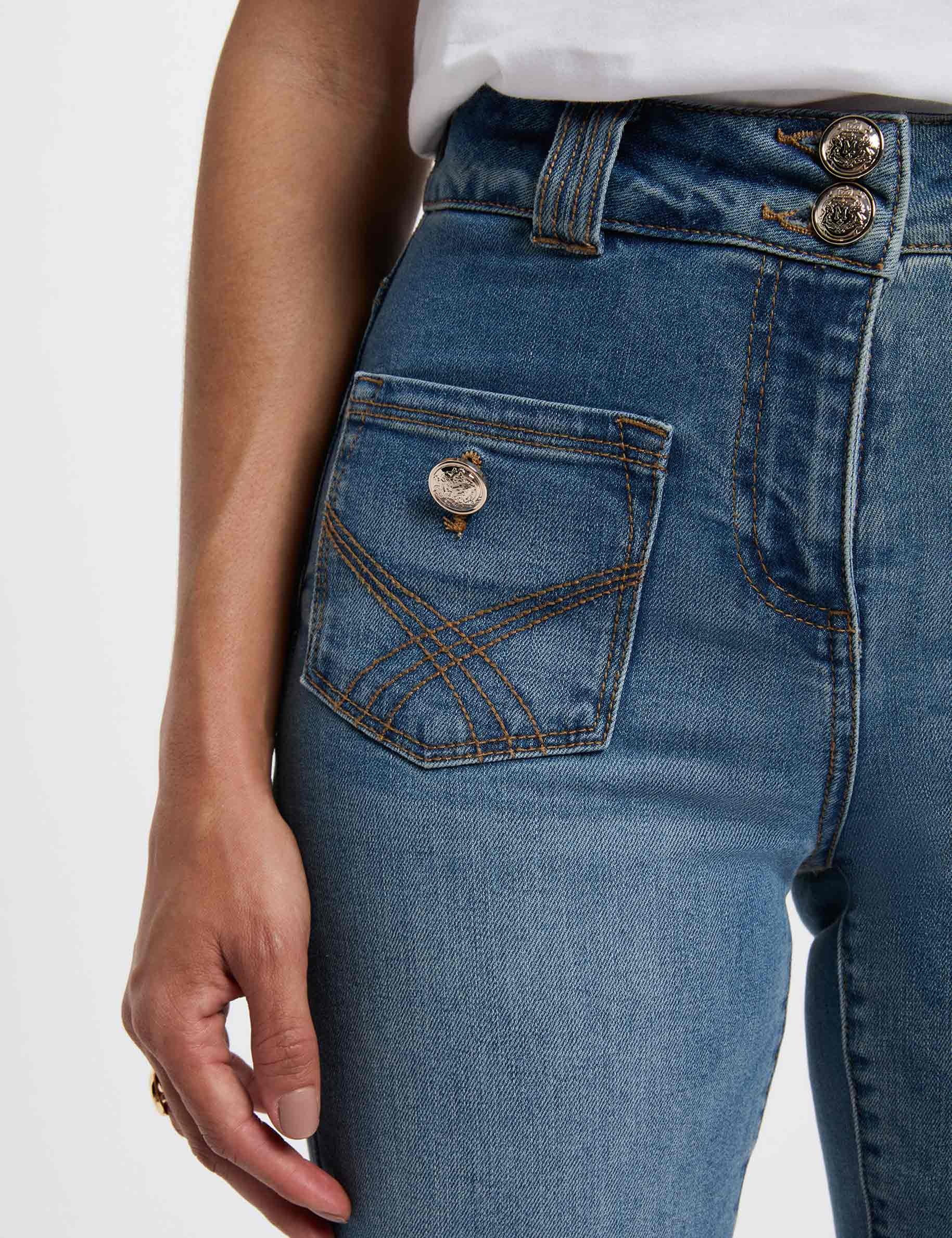 Embroidered bootcut jeans stone wash denim women