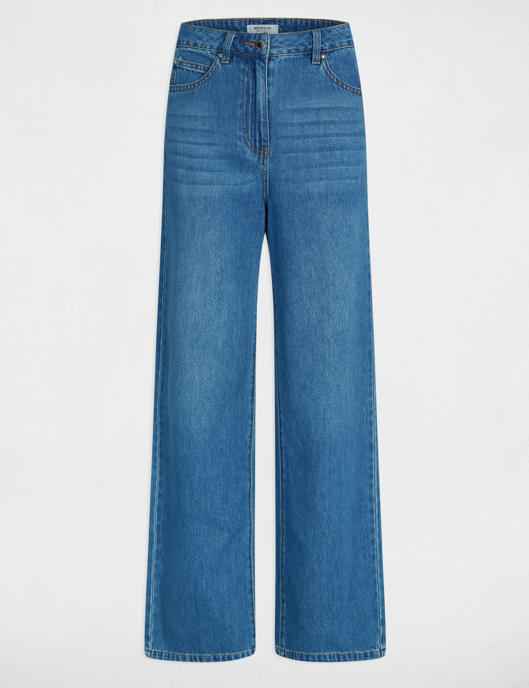 High-waisted wide-leg trousers stone wash denim women