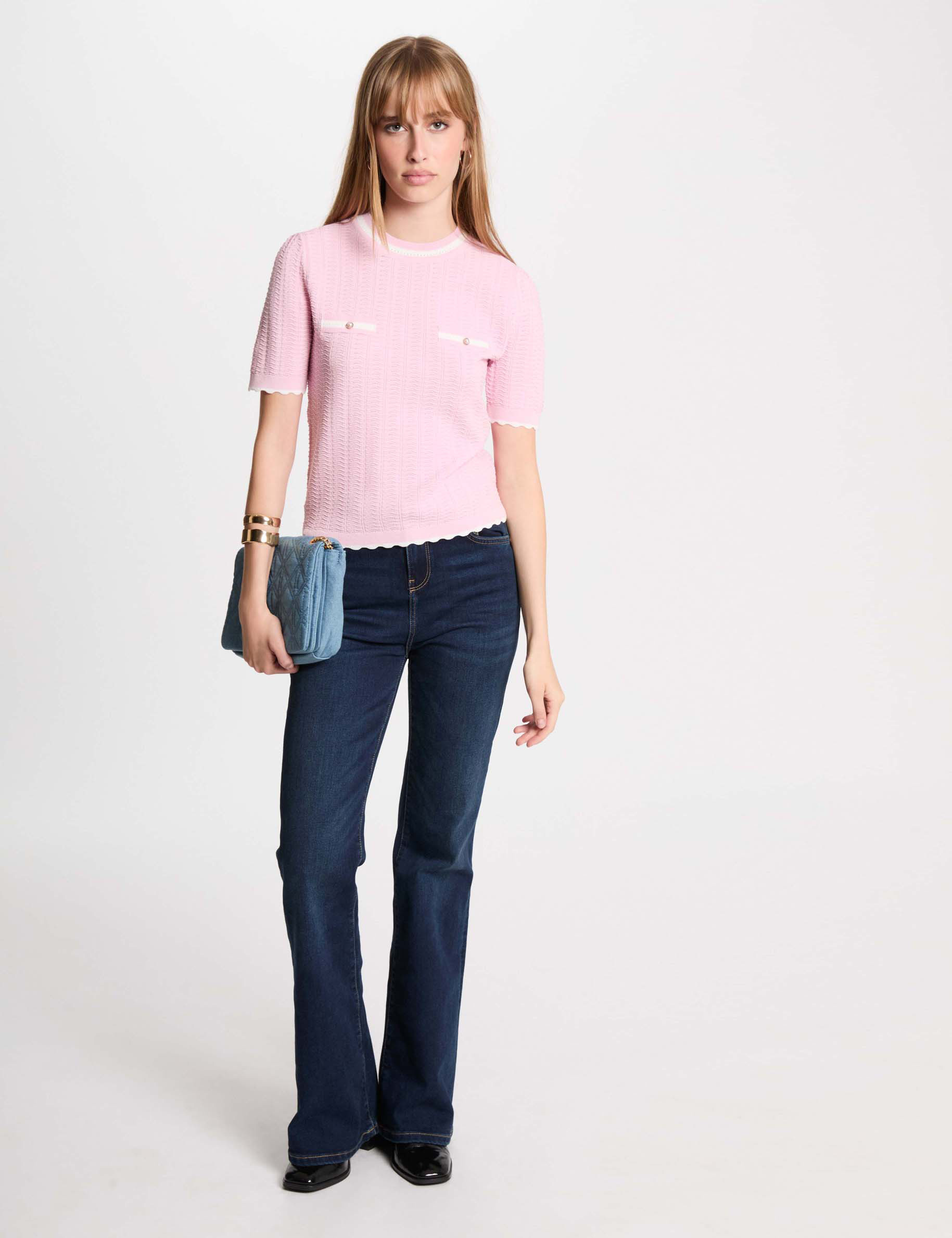 short sleeved jumper pastel pink women Short-sleeved jumper pastel pink women