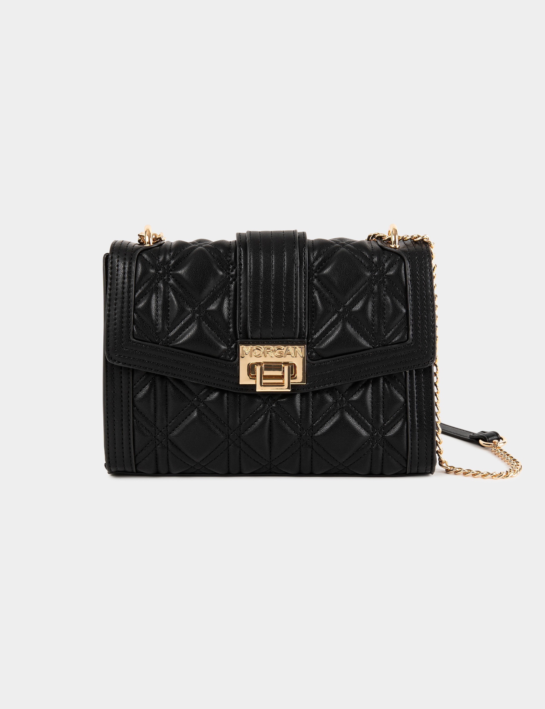 Quilted bag with chain strap black ladies'