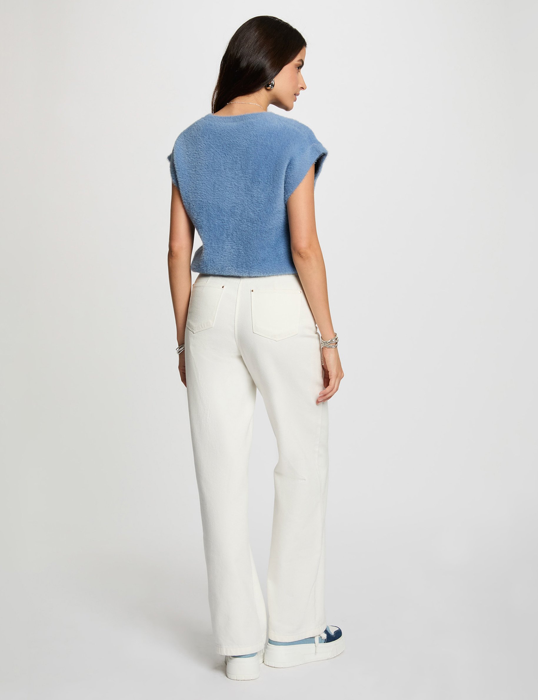 Pull sans manches bleu femme