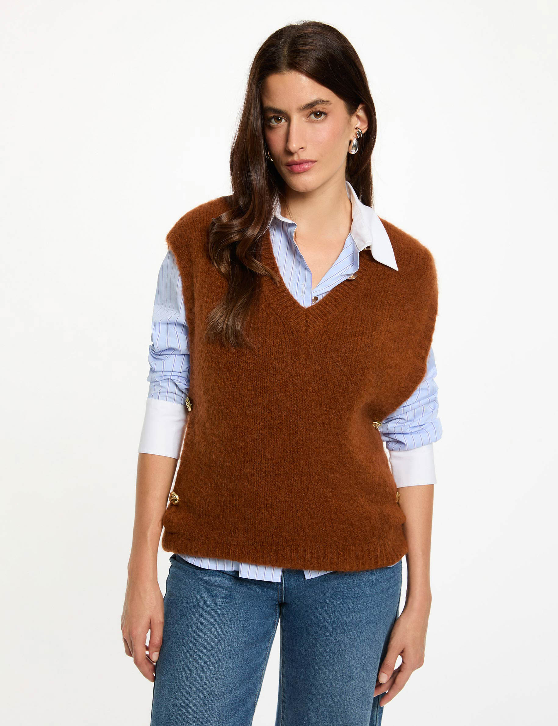 sleeveless jumper cognac brown women Sleeveless jumper cognac brown women